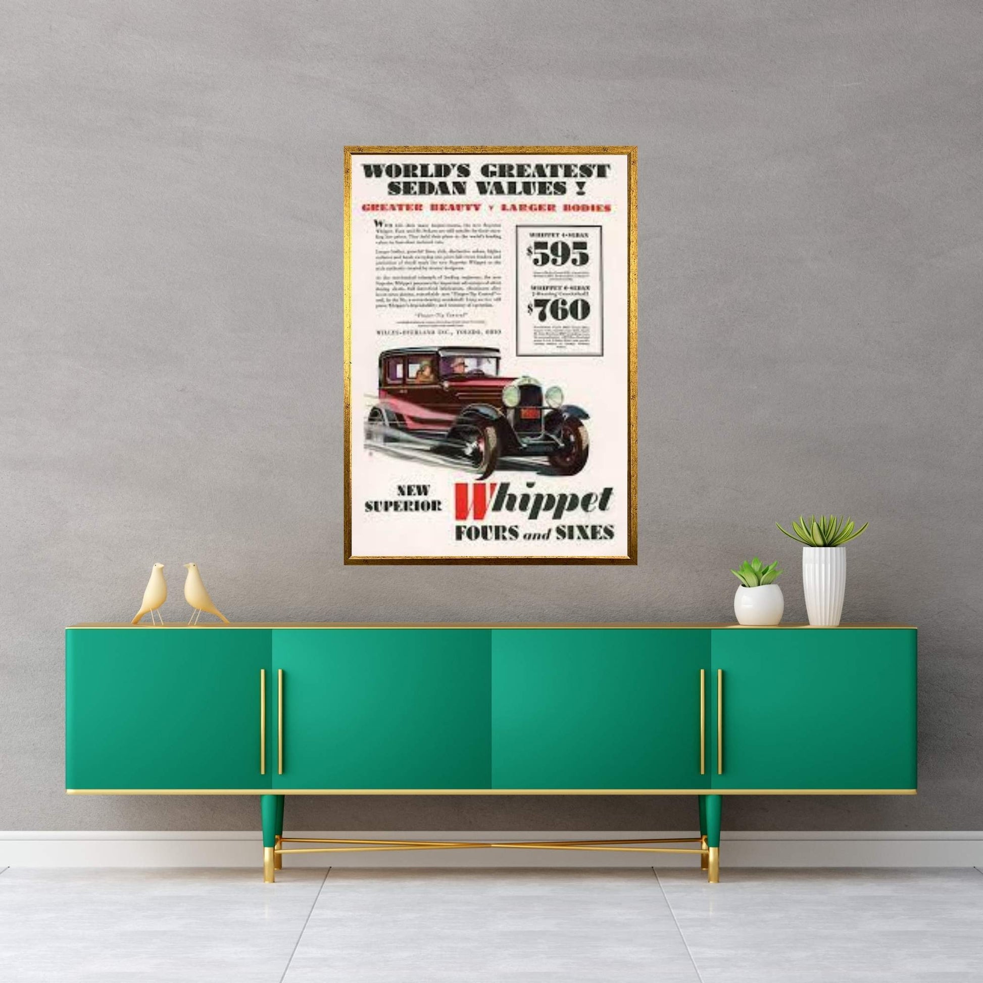 1929 Willys-Knight Magazine Advert Canvas Wall Art - Y Canvas