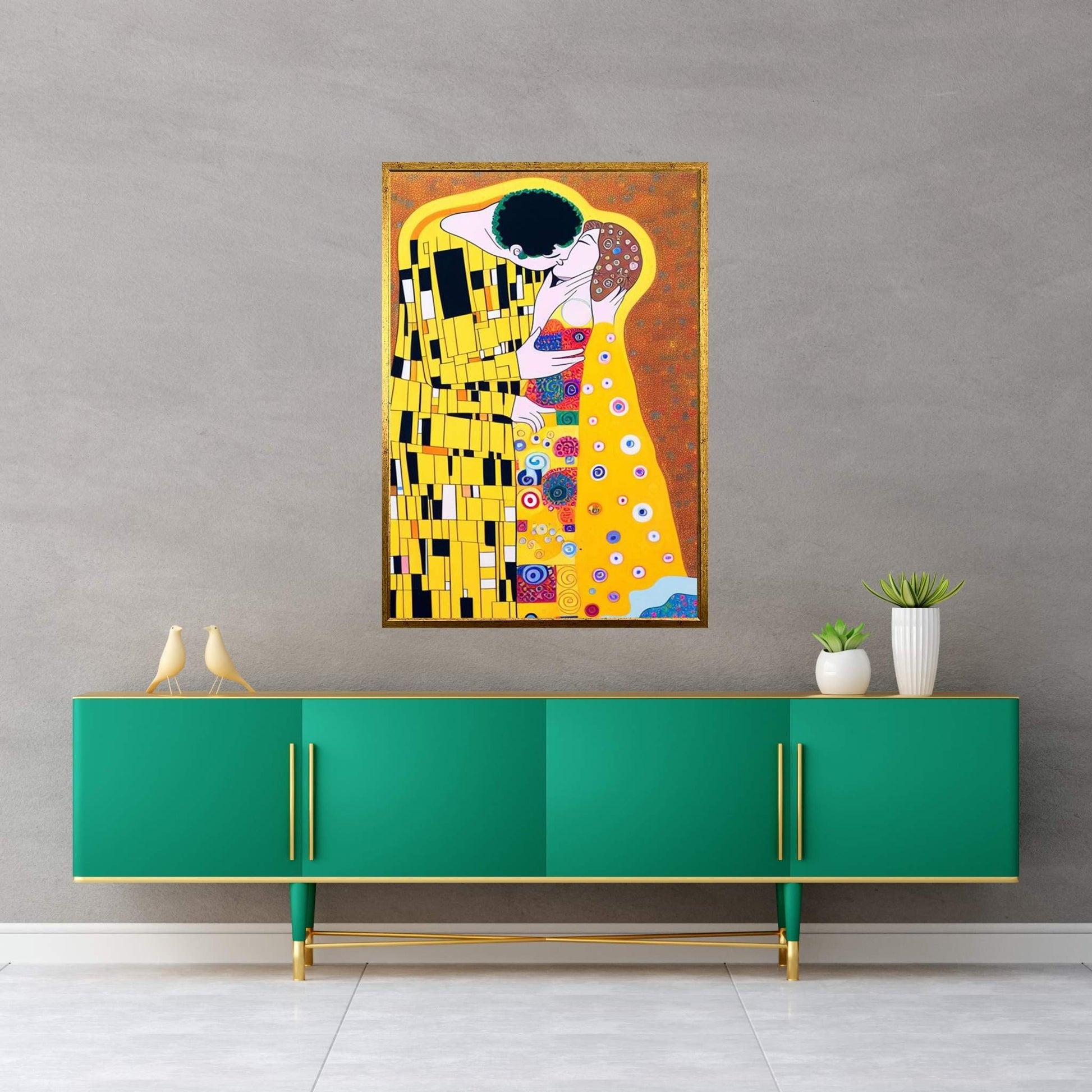 Gustav Klimt's The Kiss: Canvas Wall Art Reproduction Home Decor - Y Canvas