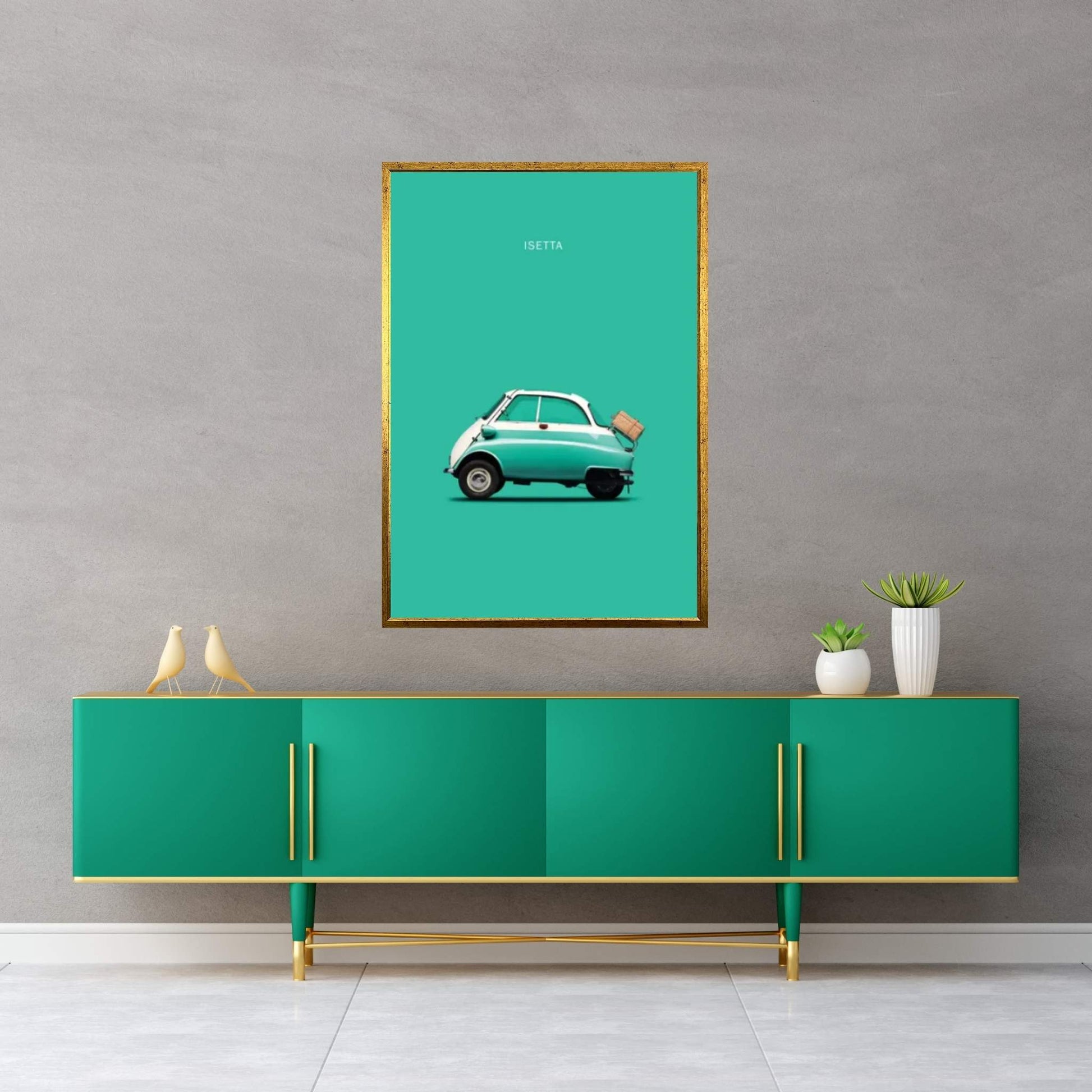 BMW Isetta 300 (Teal) Canvas Wall Art - Y Canvas