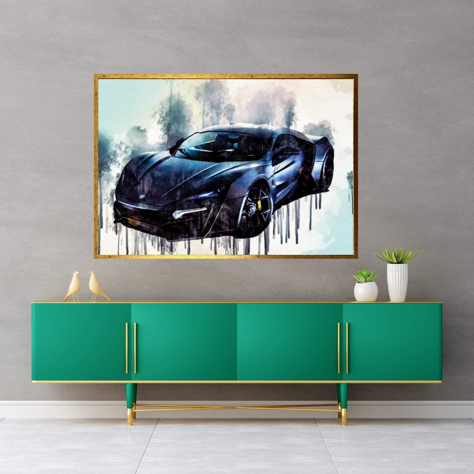 Lykan Hypersport 2017 Hypercar Gray Sports Supercar Canvas Wall Art - Y Canvas