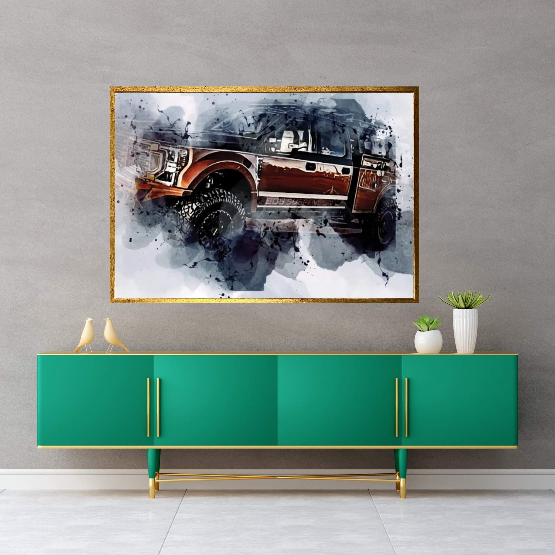 Ford F-350 Super Duty Crew Cab Exterior Golden Canvas Wall Art - Y Canvas