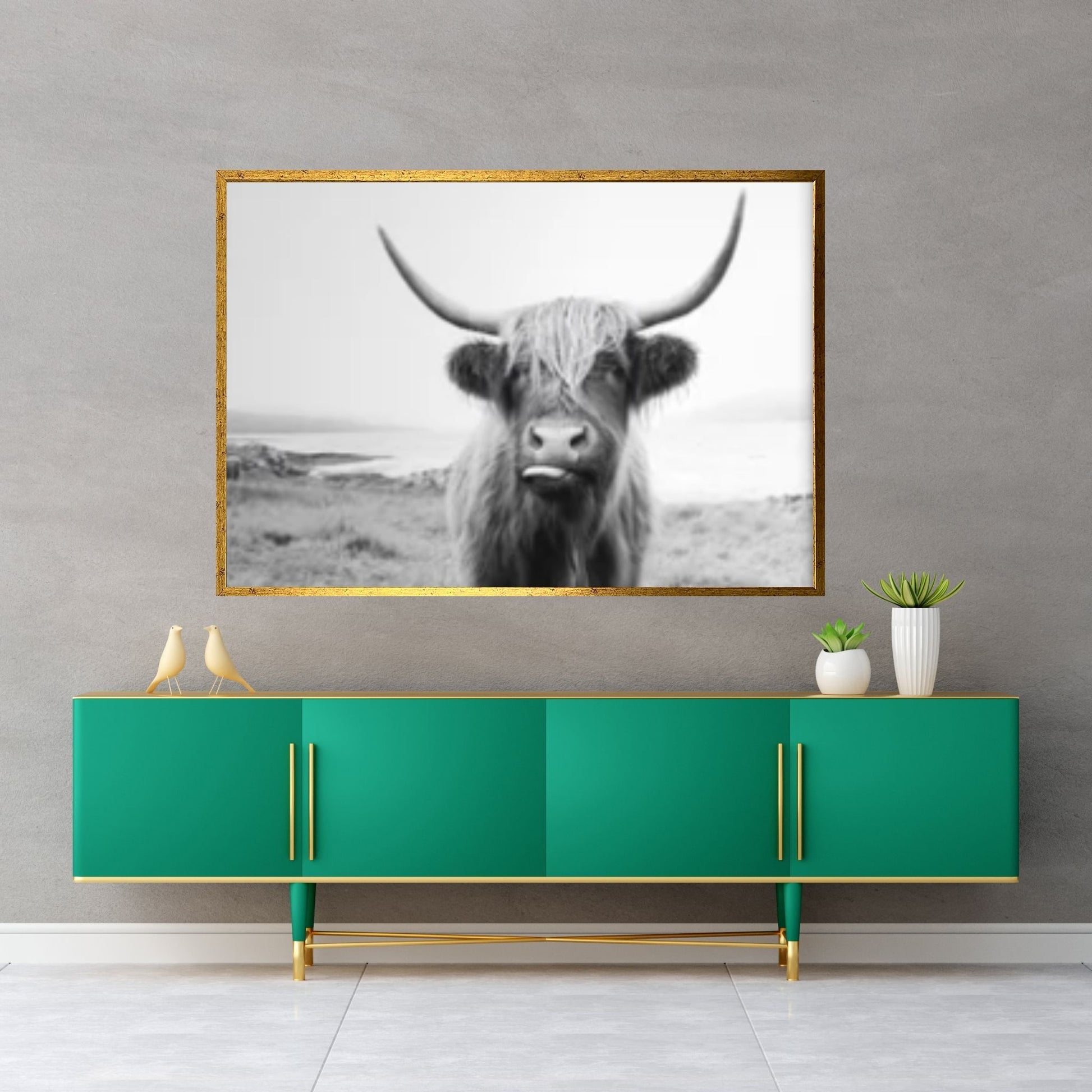 Highland Cow Canvas Wall Art Photo Print, Cattle Farming Print Animal, Highland Cow Canvas Art Print - Y Canvas