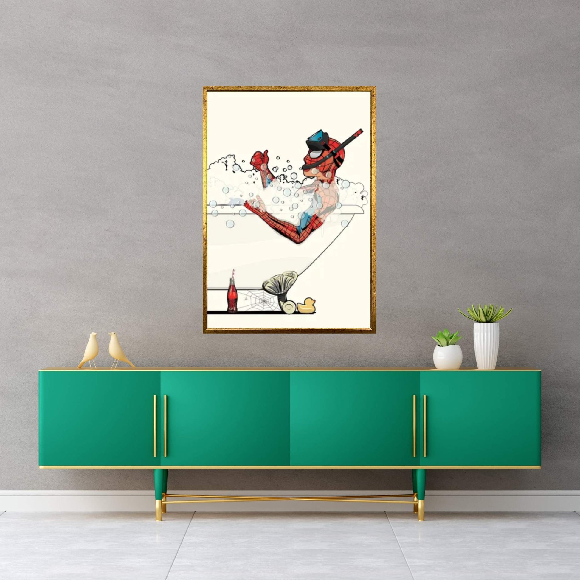 Spiderman Bath Canvas Wall Art - Y Canvas