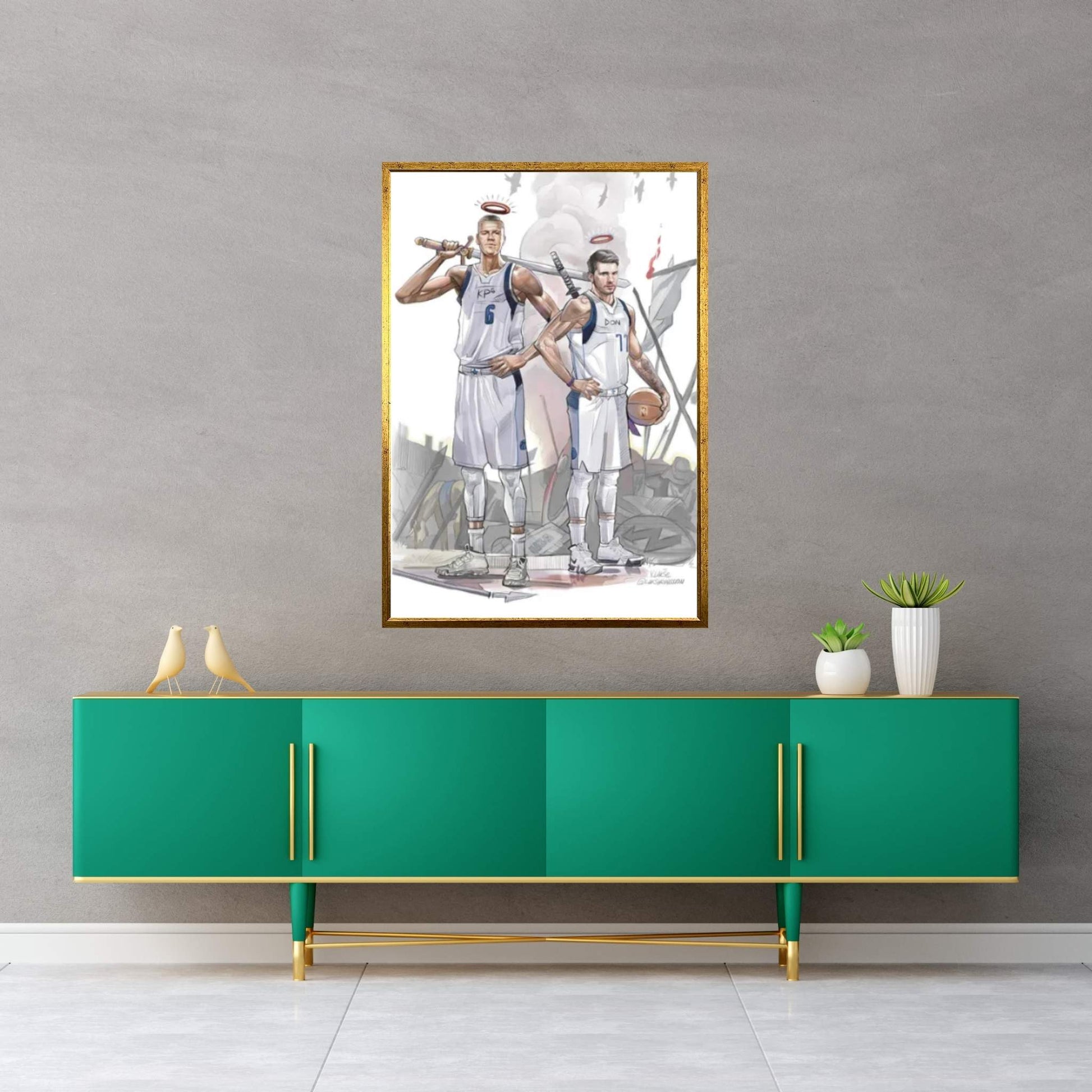 Two Warriors Canvas Wall Art - Y Canvas