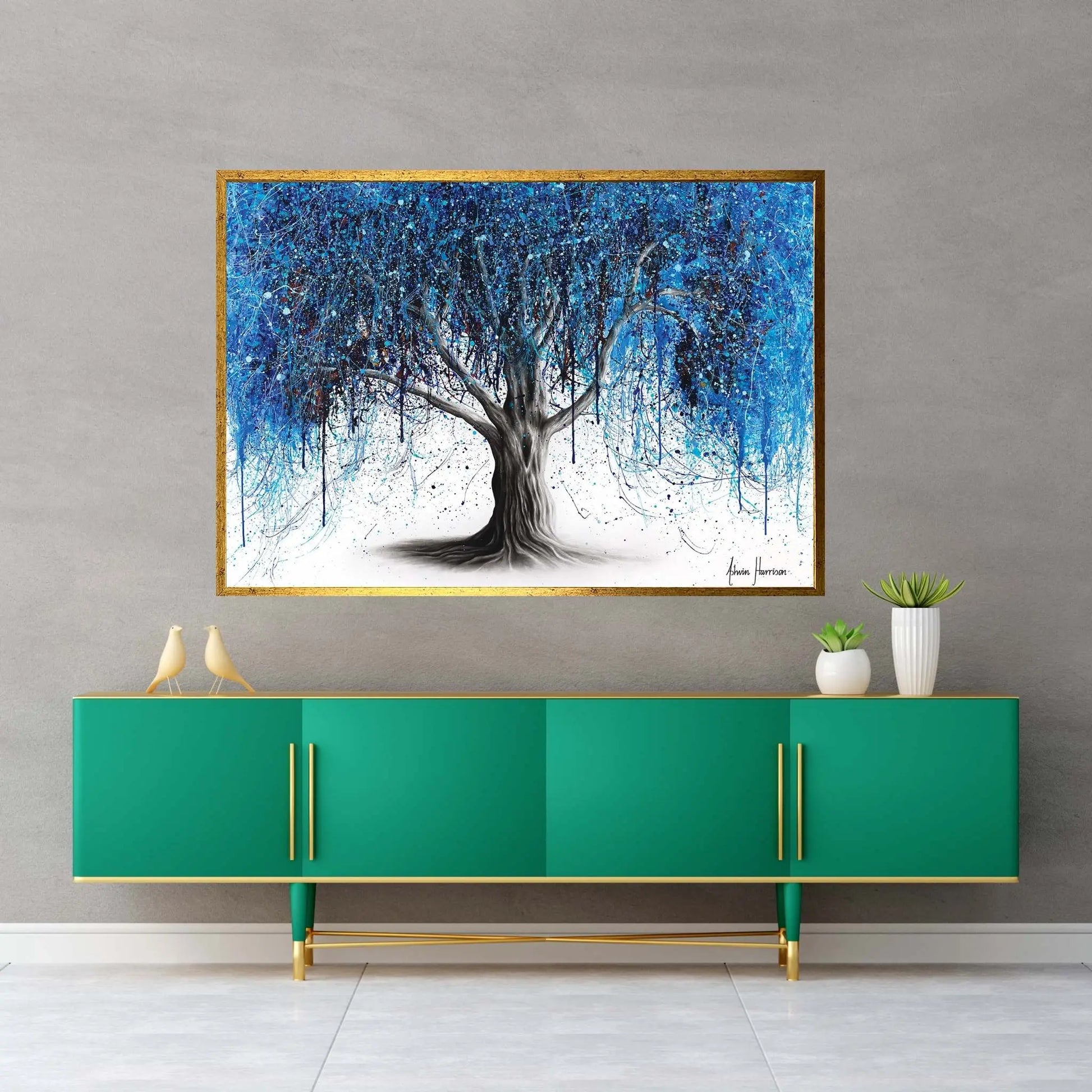 Blue Midnight Tree Canvas Wall Art - Y Canvas