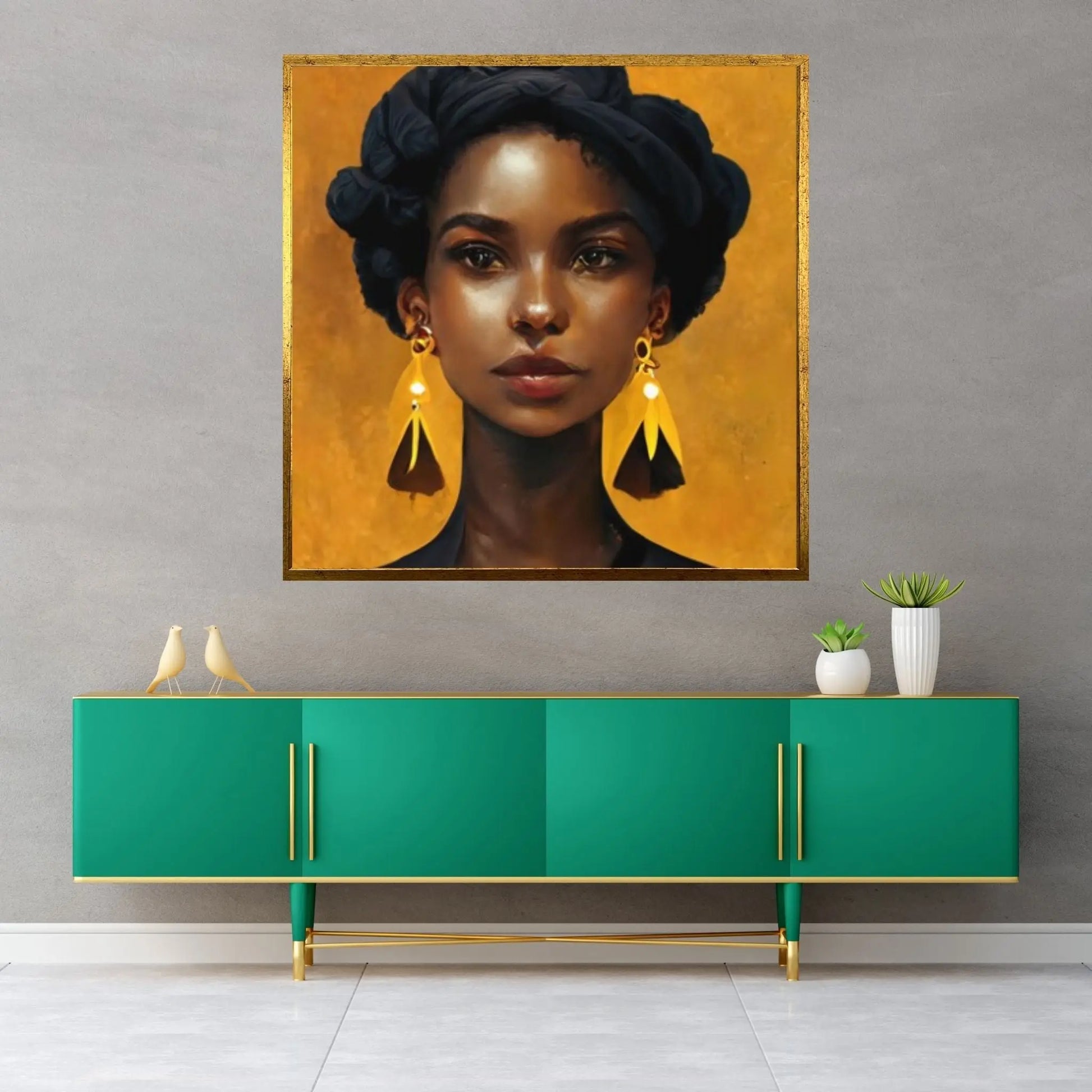 Black woman head flowers Canvas wall art,Black art, Black girl print, flower woman painting, Girl Flowers Poster - Y Canvas