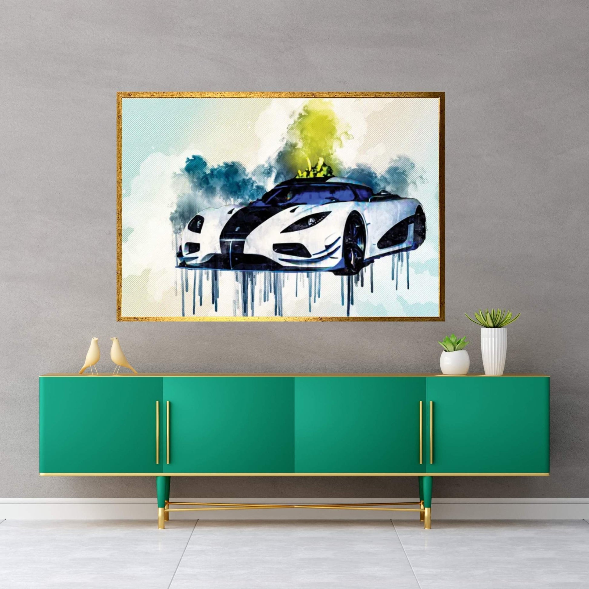 Koenigsegg Agera Hypercar Sports Cars Tuning White Canvas Wall Art - Y Canvas