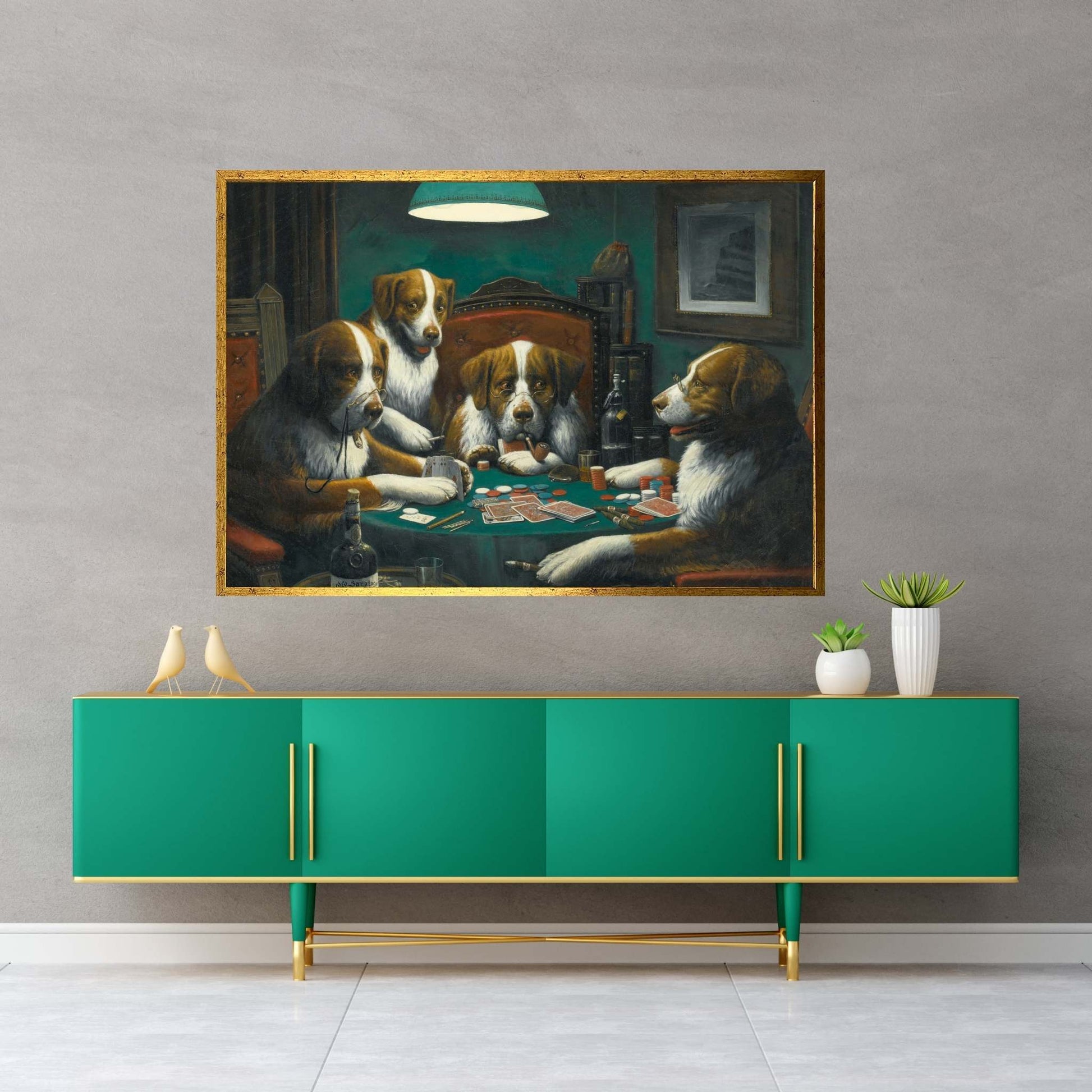 Dogs Playing Poker Canvas Wall Art - Y Canvas