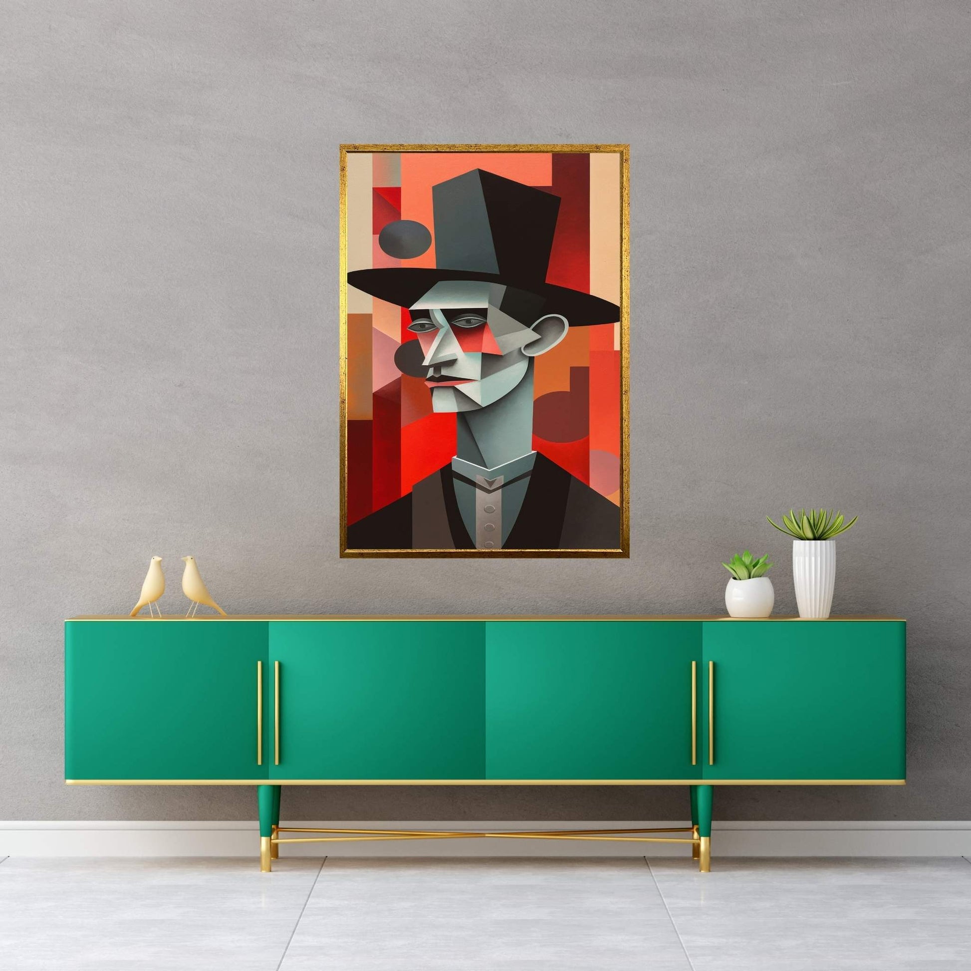 Picasso Style Gentleman Male Canvas Wall Art - Y Canvas