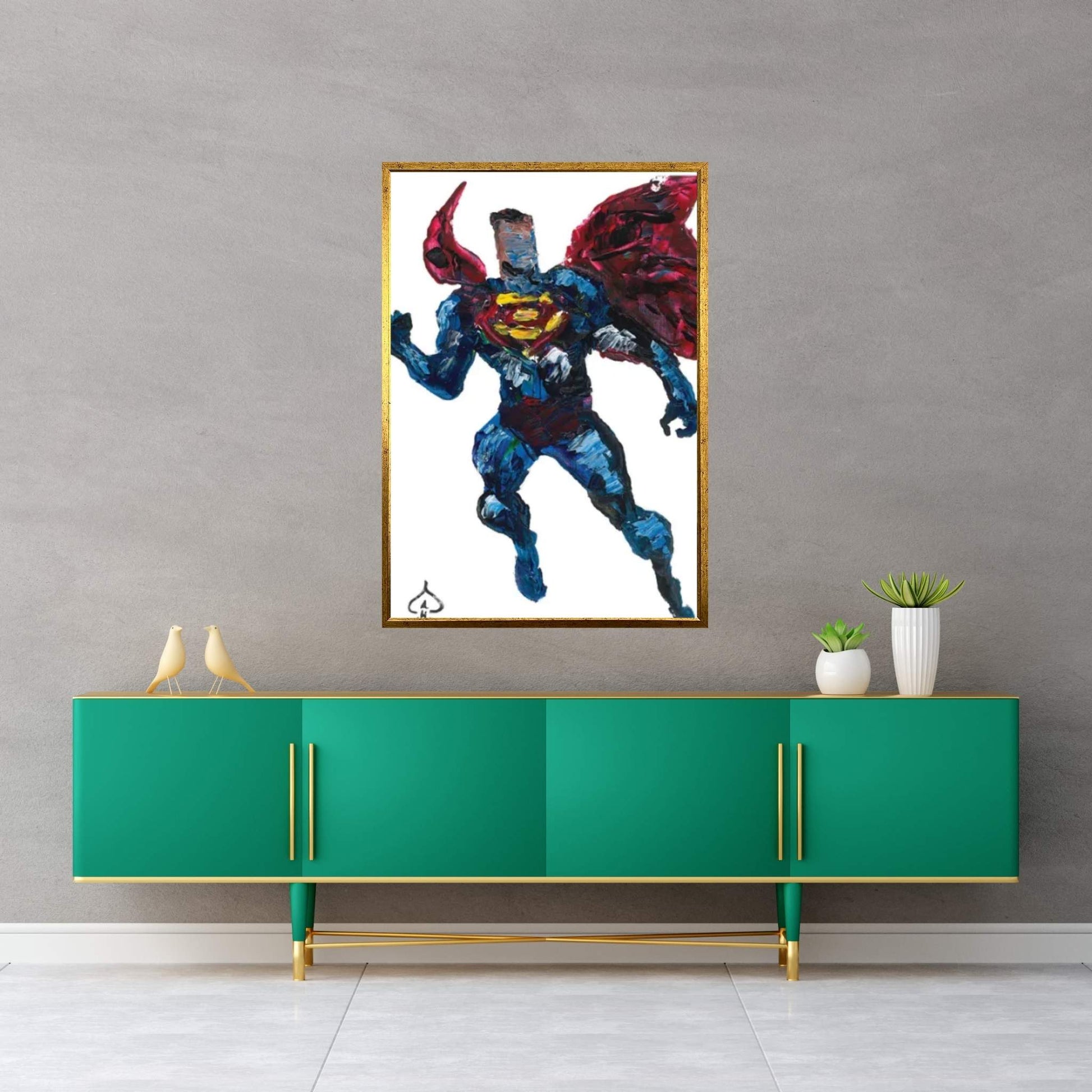 Superman Palette Knife Canvas Wall Art - Y Canvas