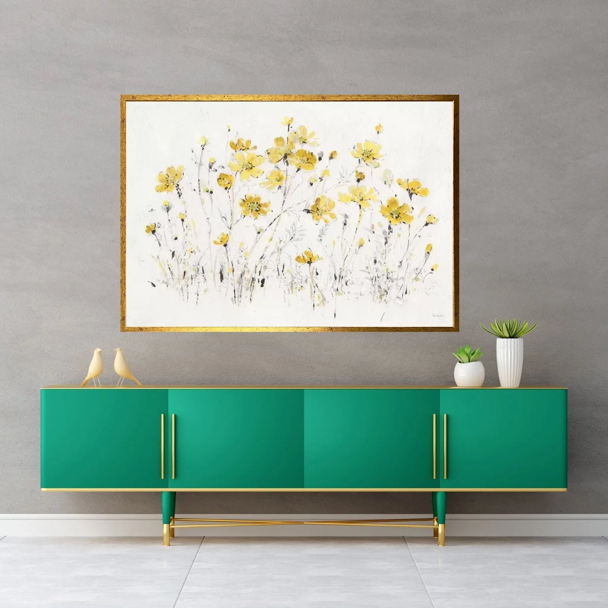 Wildflowers I Bright Yellow Canvas Wall Art - Y Canvas