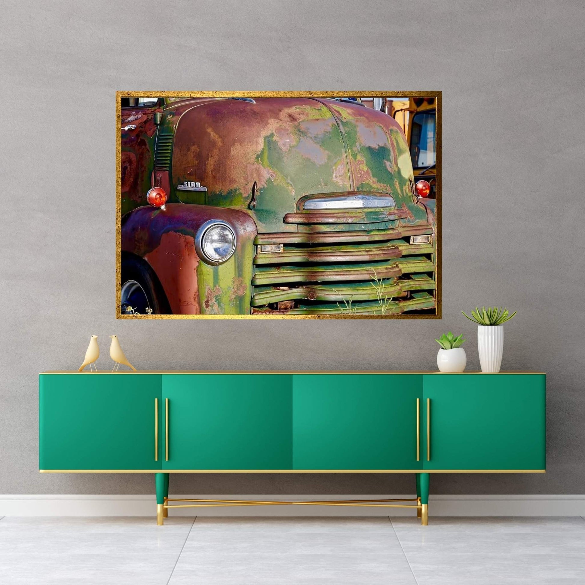 Green Rusted Grill Canvas Wall Art - Y Canvas