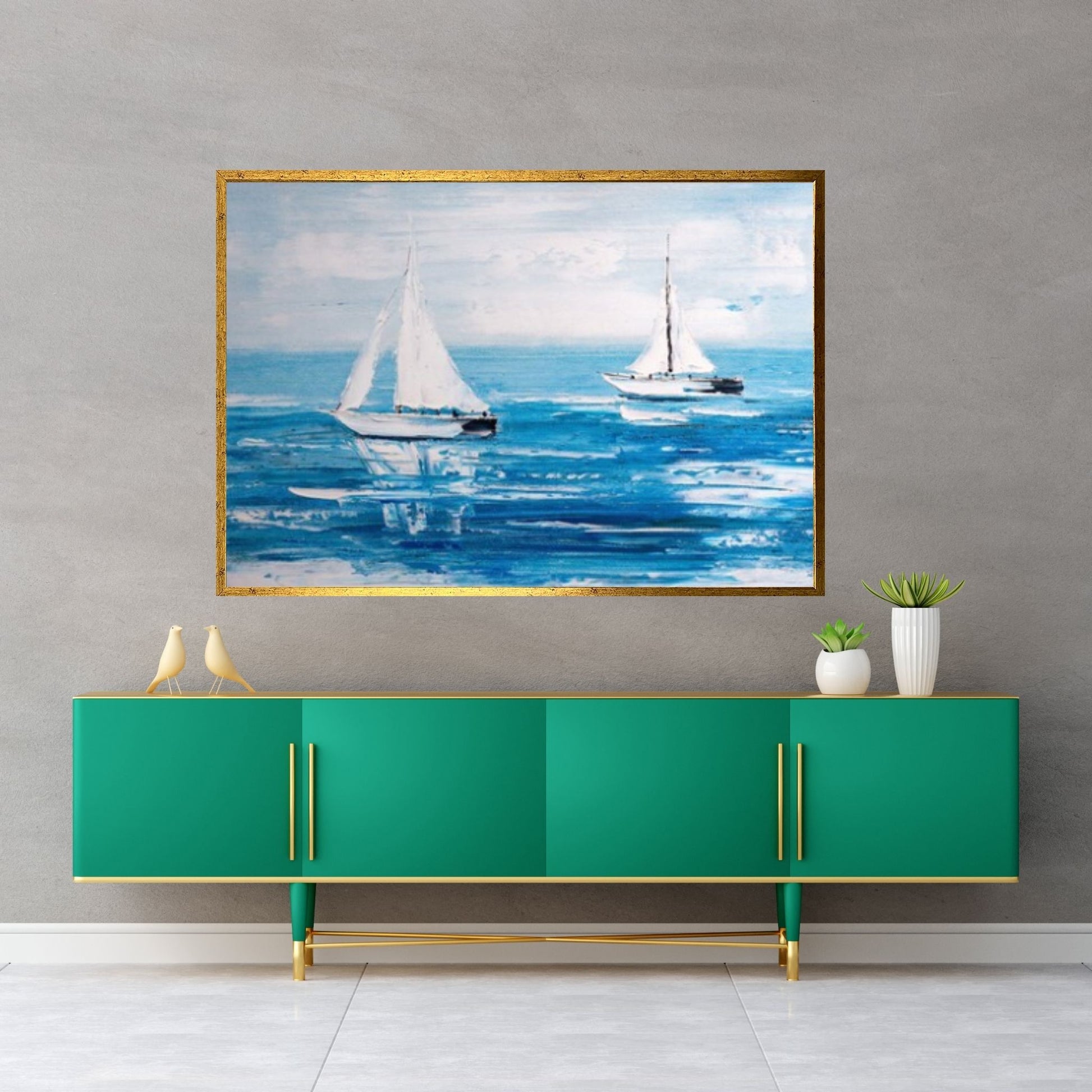 Seascape Wall Art Decor, Ship Ocean Painting, Ship Oil Painting - Y Canvas