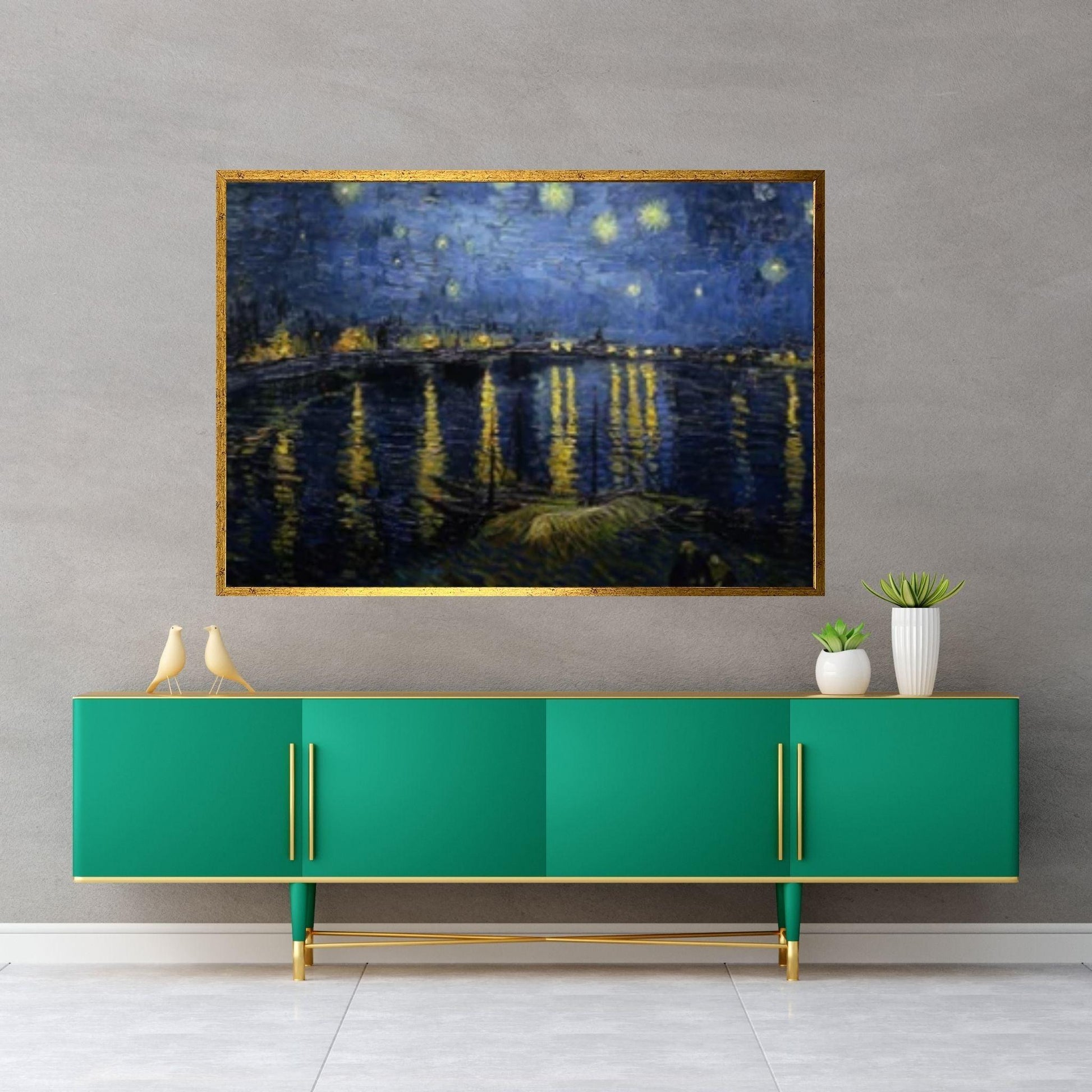 Vincent Van Gogh Wall Canvas Art Canvas, The Rhone Art Poster Starry Night Over - Y Canvas