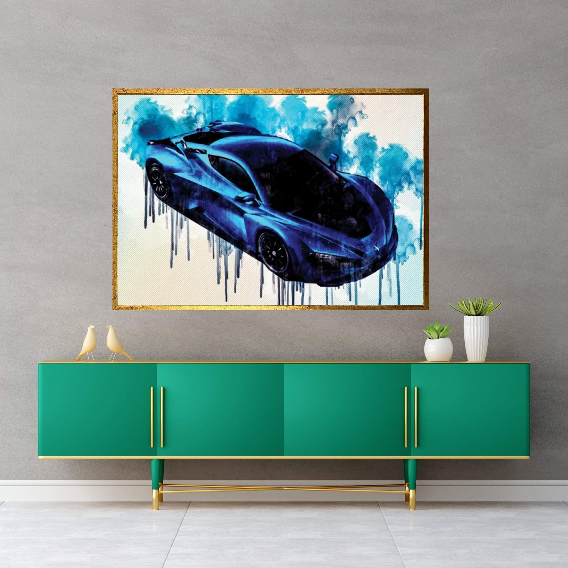 Arcfox-Gt Race Edition 2021 Hypercar Front View Blue Sports New Blue Supercar Canvas Wall Art - Y Canvas