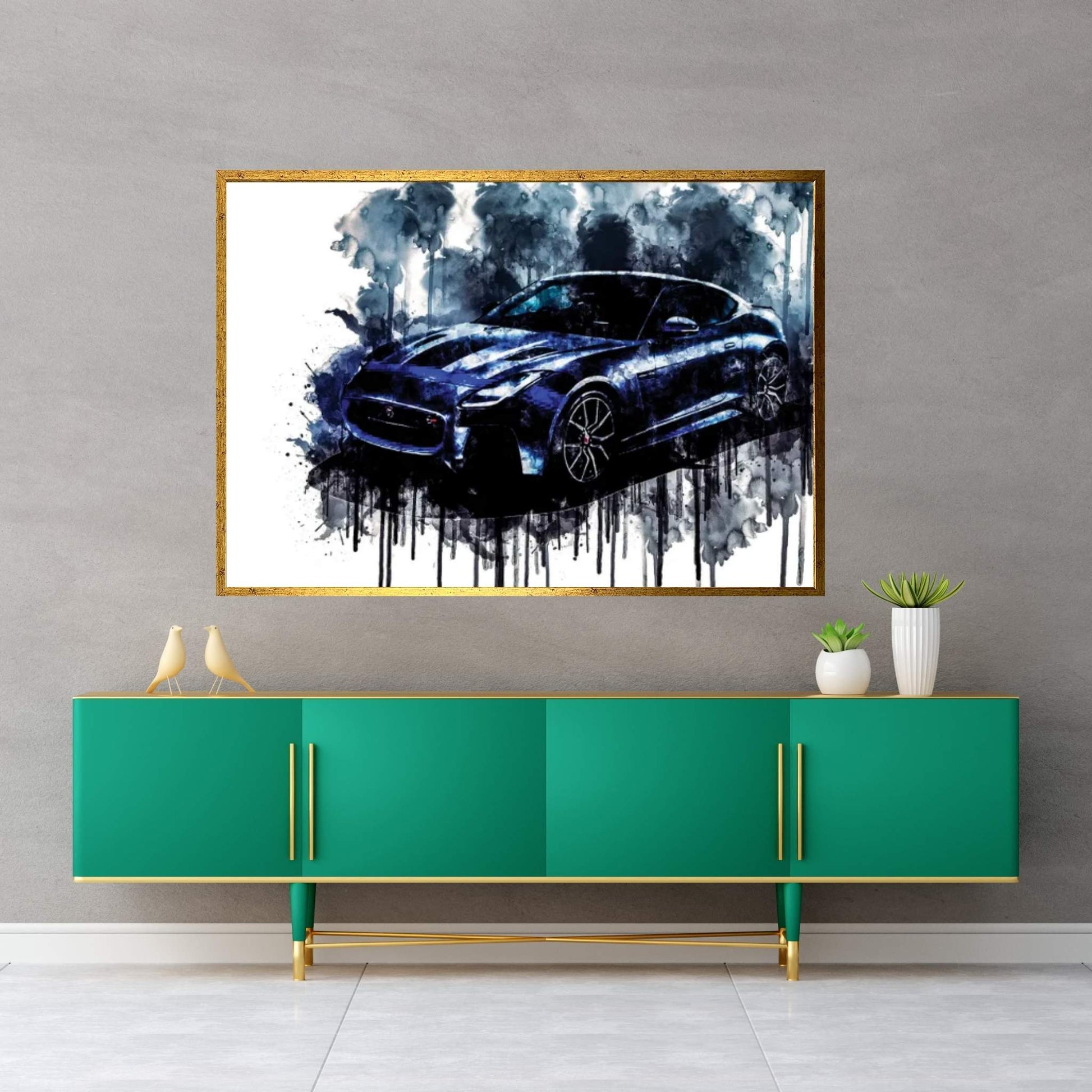 Car 2018 Jaguar F Type SVR Graphic Pack Coupe Canvas Wall Art - Y Canvas