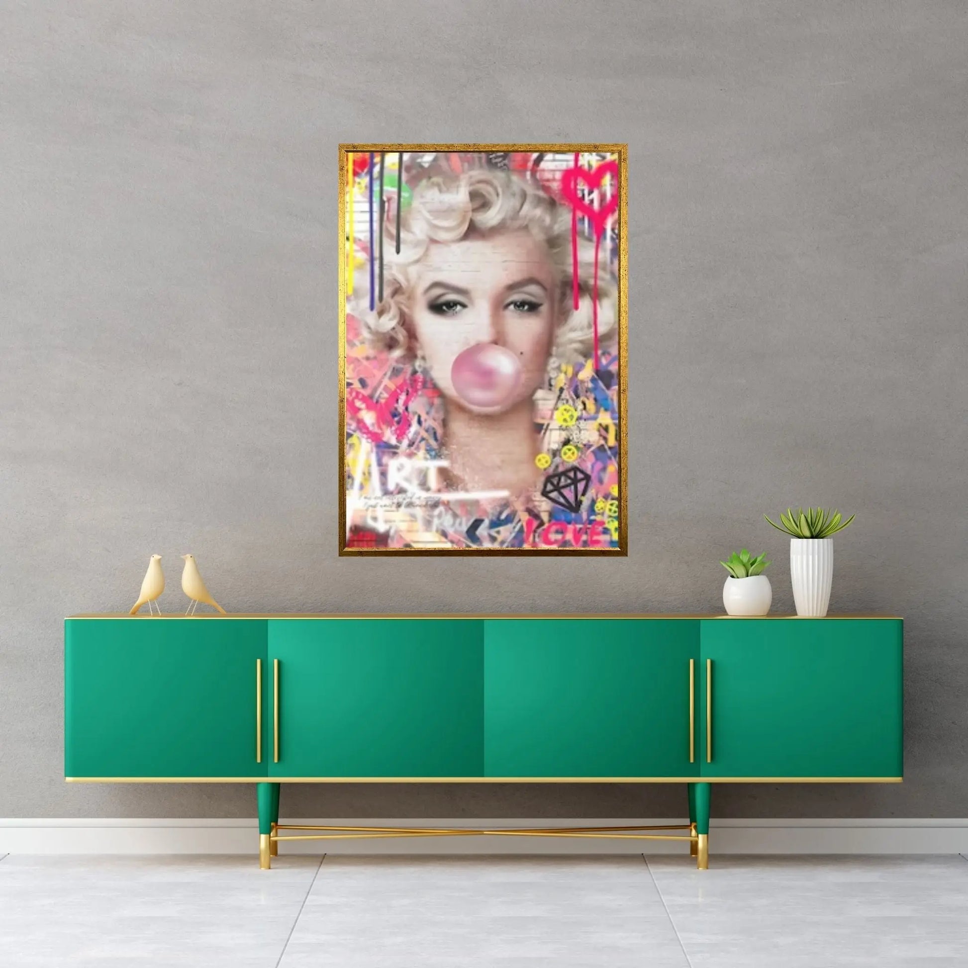 Marilyn Monroe Wall Art Canvas / Monroe Pink Bubble Gum Art Poster Canvas Wall Art - Y Canvas