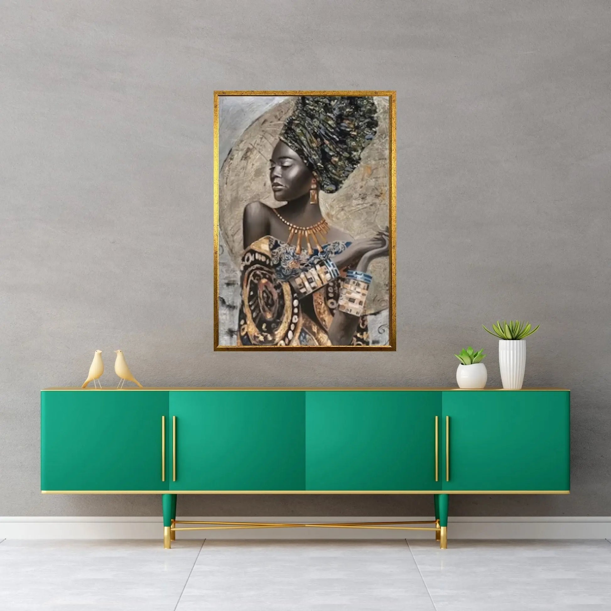 African Woman, African Art, American Afro Woman,Frame Canvas, Picture Vintage Print - Y Canvas