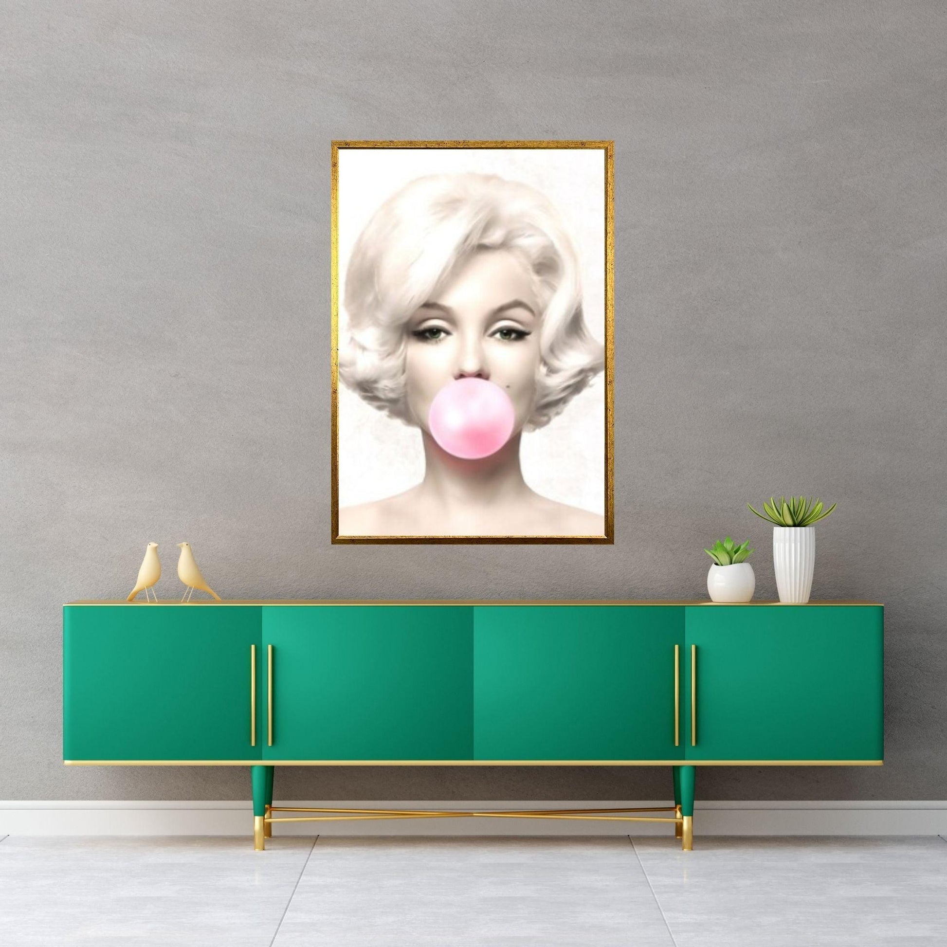 Marilyn Monroe Wall Art Canvas / Monroe Pink Bubble Gum Art Poster Canvas Wall Art - Y Canvas