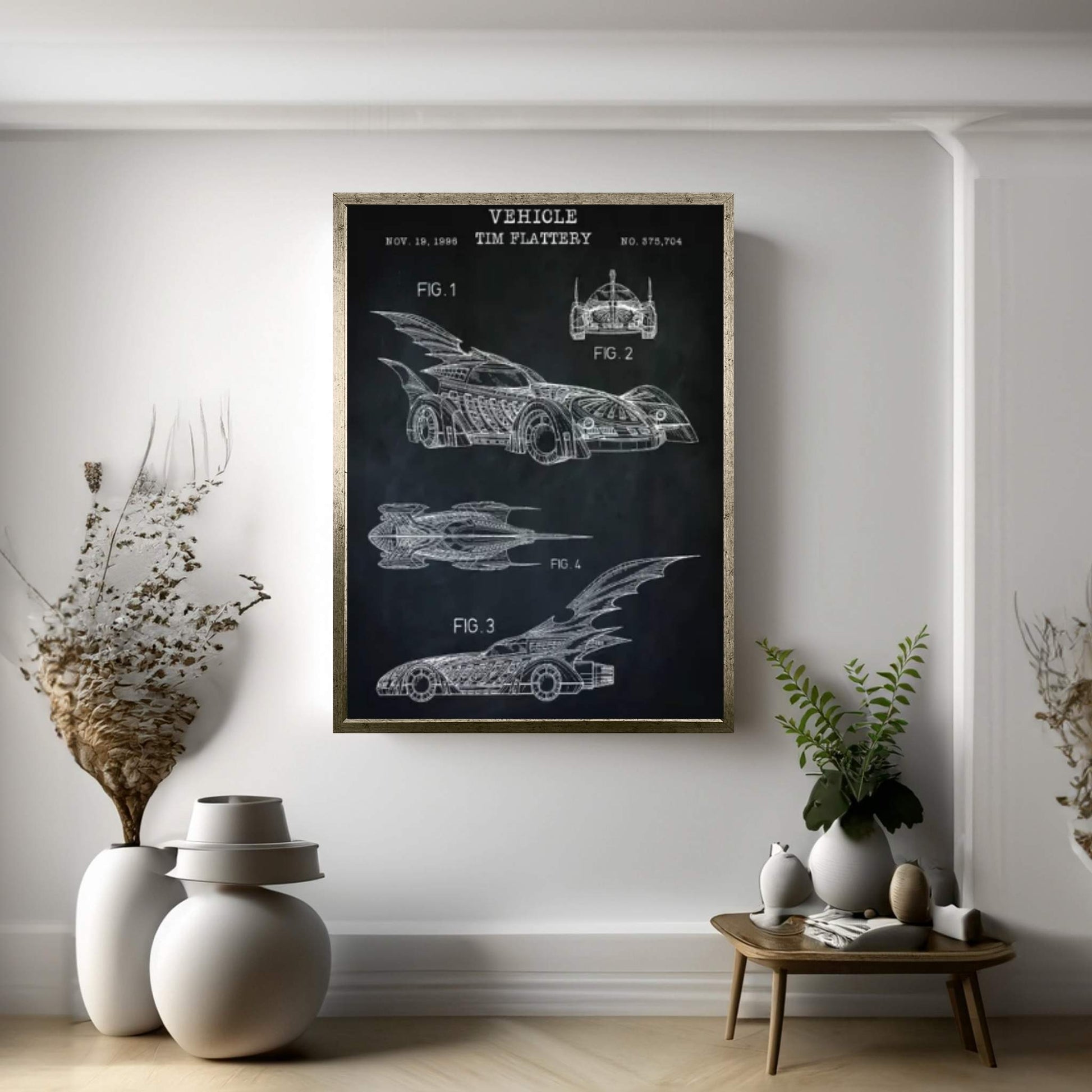 Batmobile II, Black Canvas Wall Art - Y Canvas