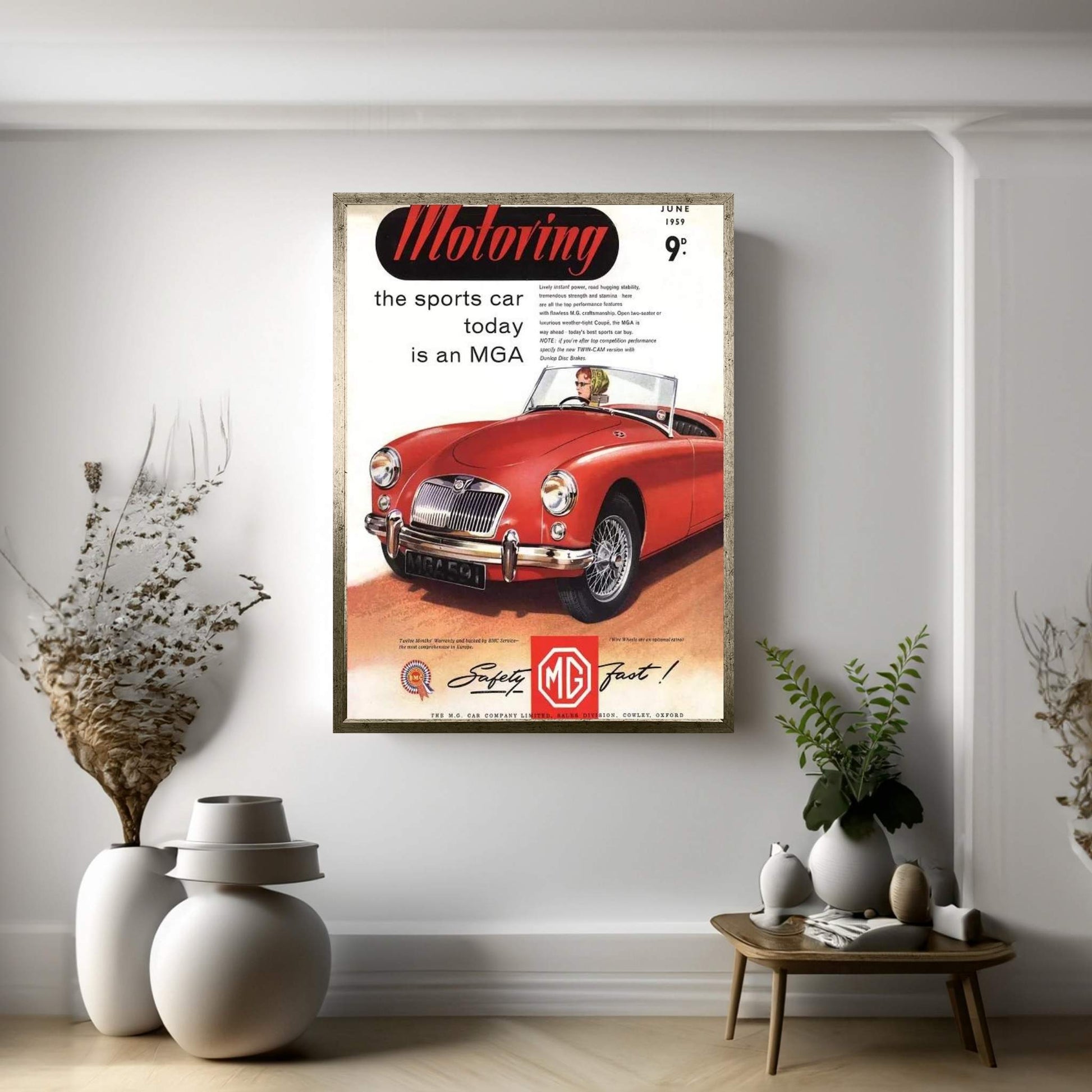 1950s MG Convertible Magazine Advert Canvas Wall Art - Y Canvas