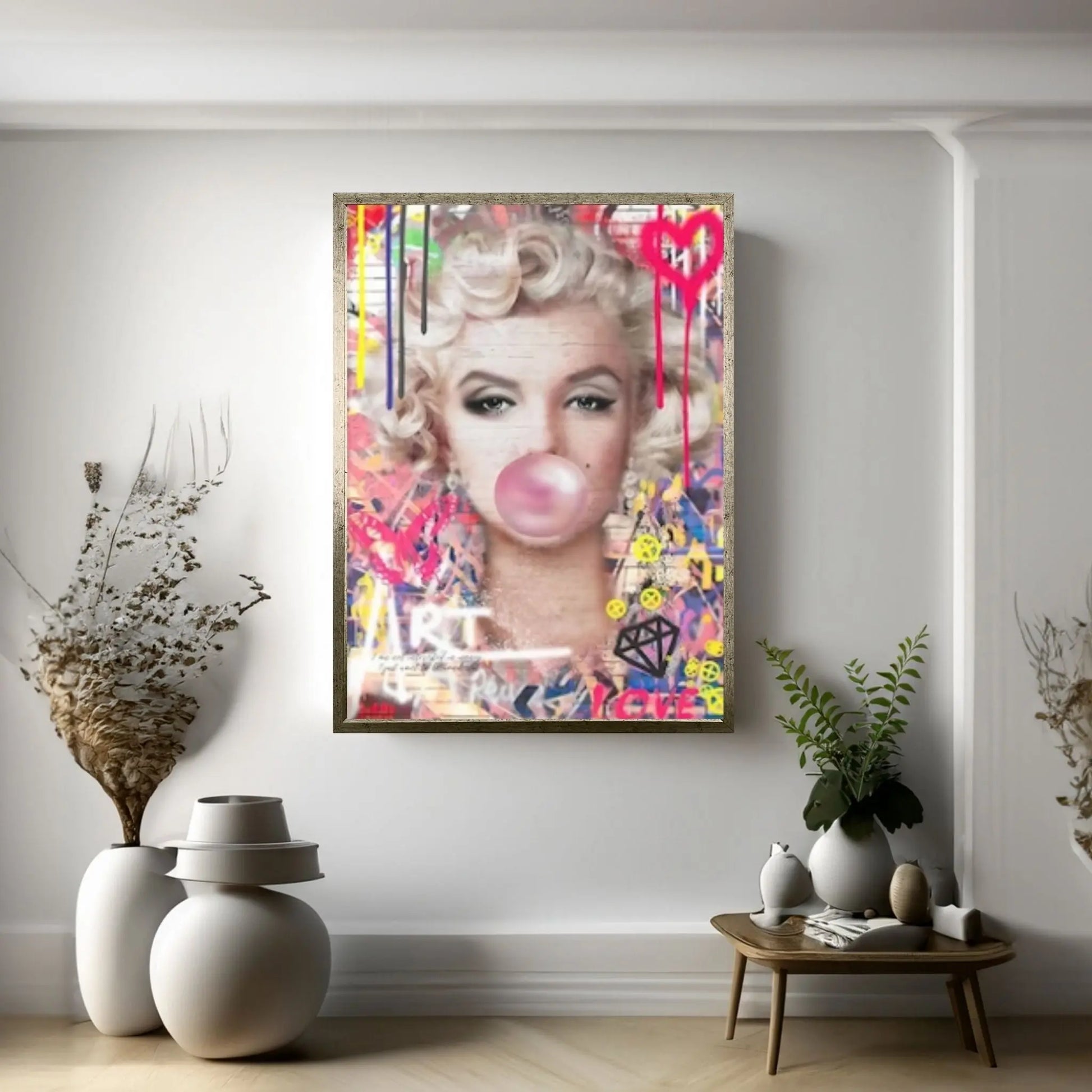 Marilyn Monroe Wall Art Canvas / Monroe Pink Bubble Gum Art Poster Canvas Wall Art - Y Canvas