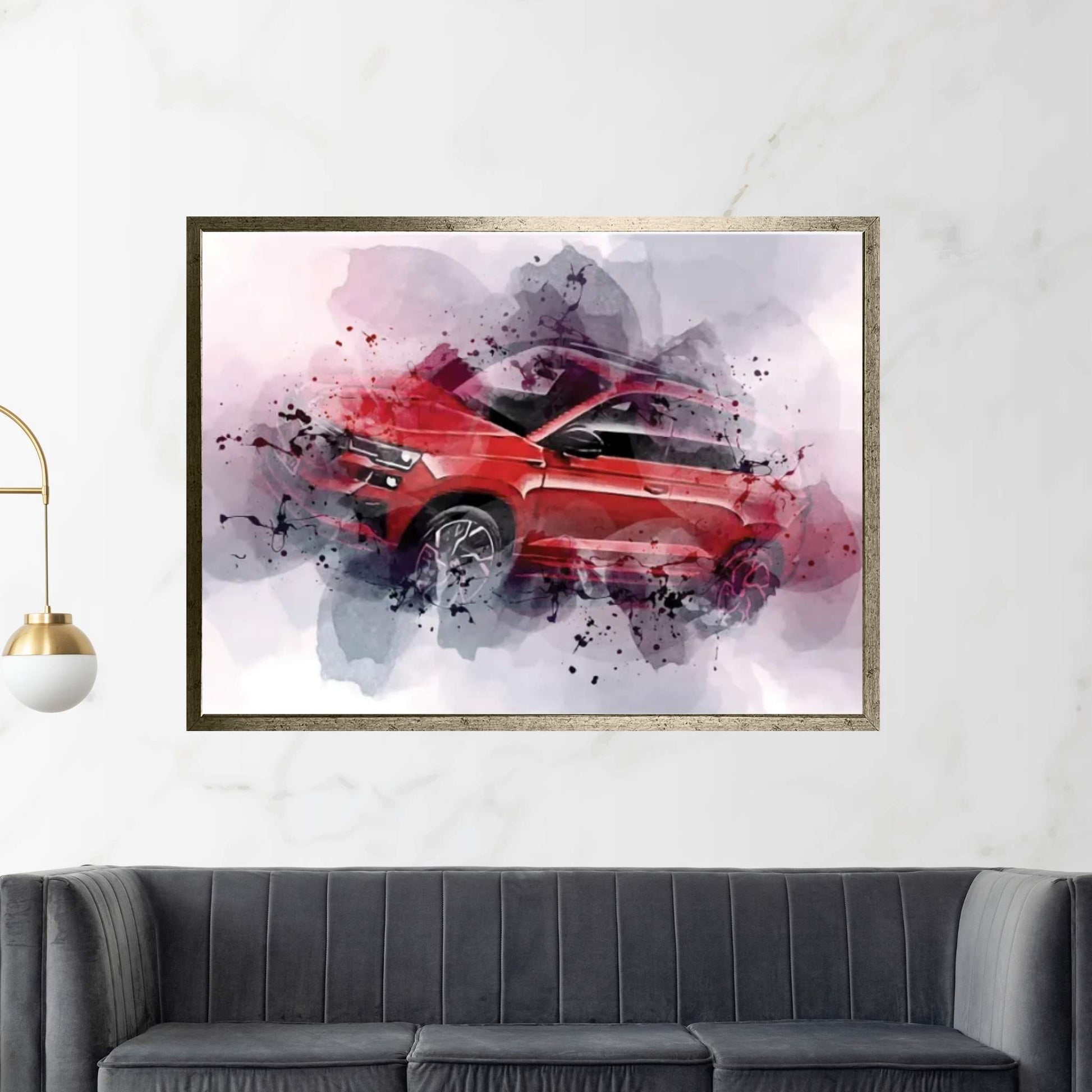 2022 Skoda Karoq Sportline Exterior Red Crossover Canvas Wall Art - Y Canvas