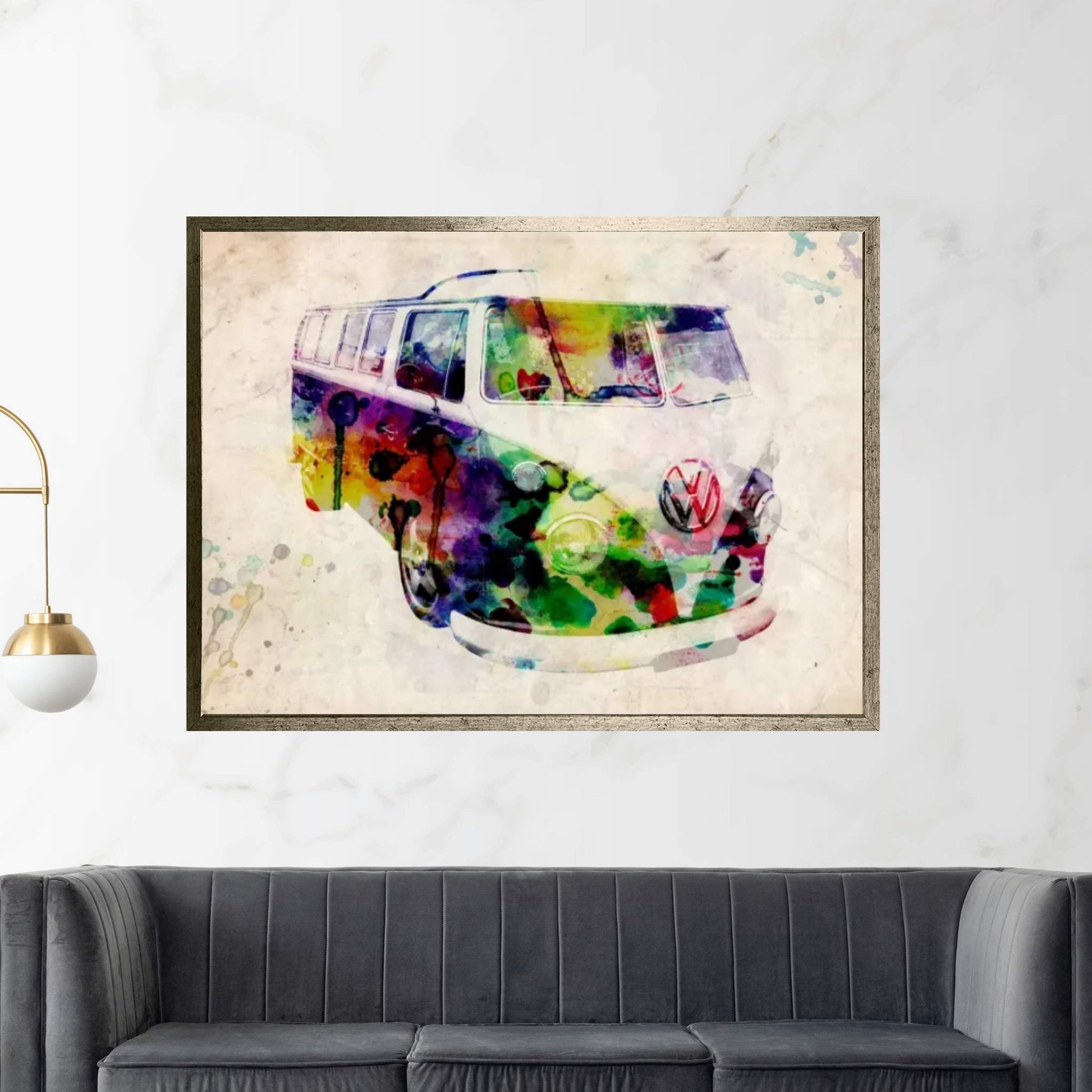 VW Camper Van (Urban) Canvas Wall Art - Y Canvas