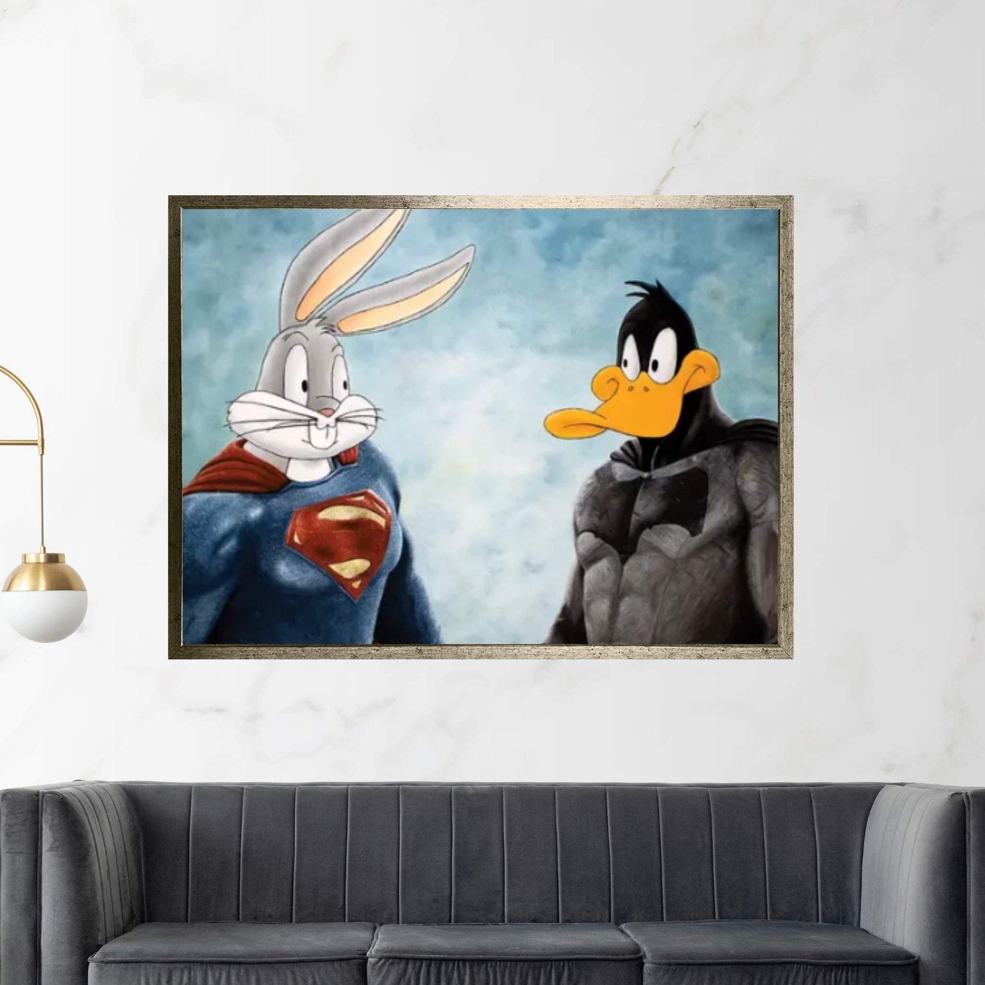 Batduck V Superbunny Canvas Wall Art - Y Canvas