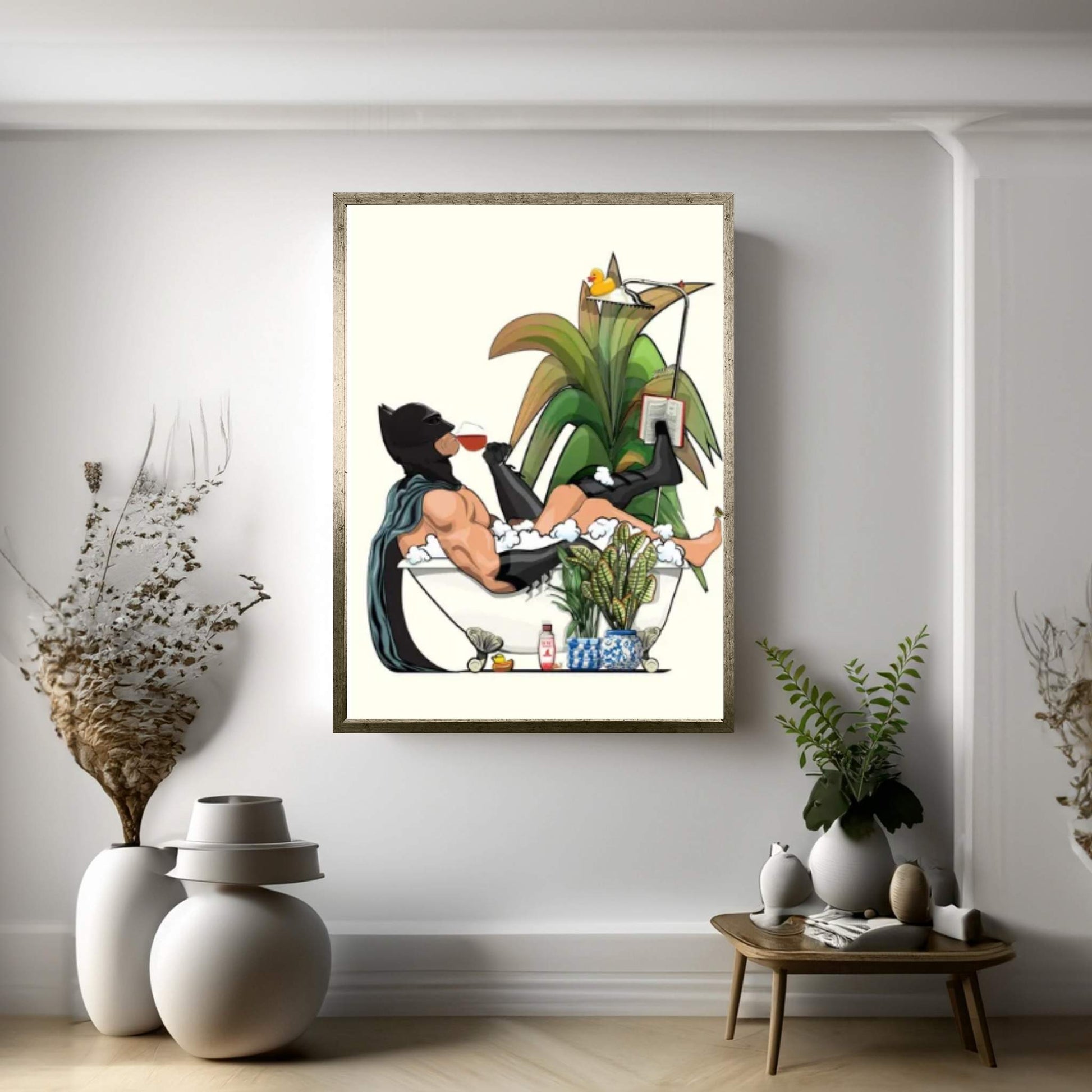 Batman In The Bath Canvas Wall Art - Y Canvas