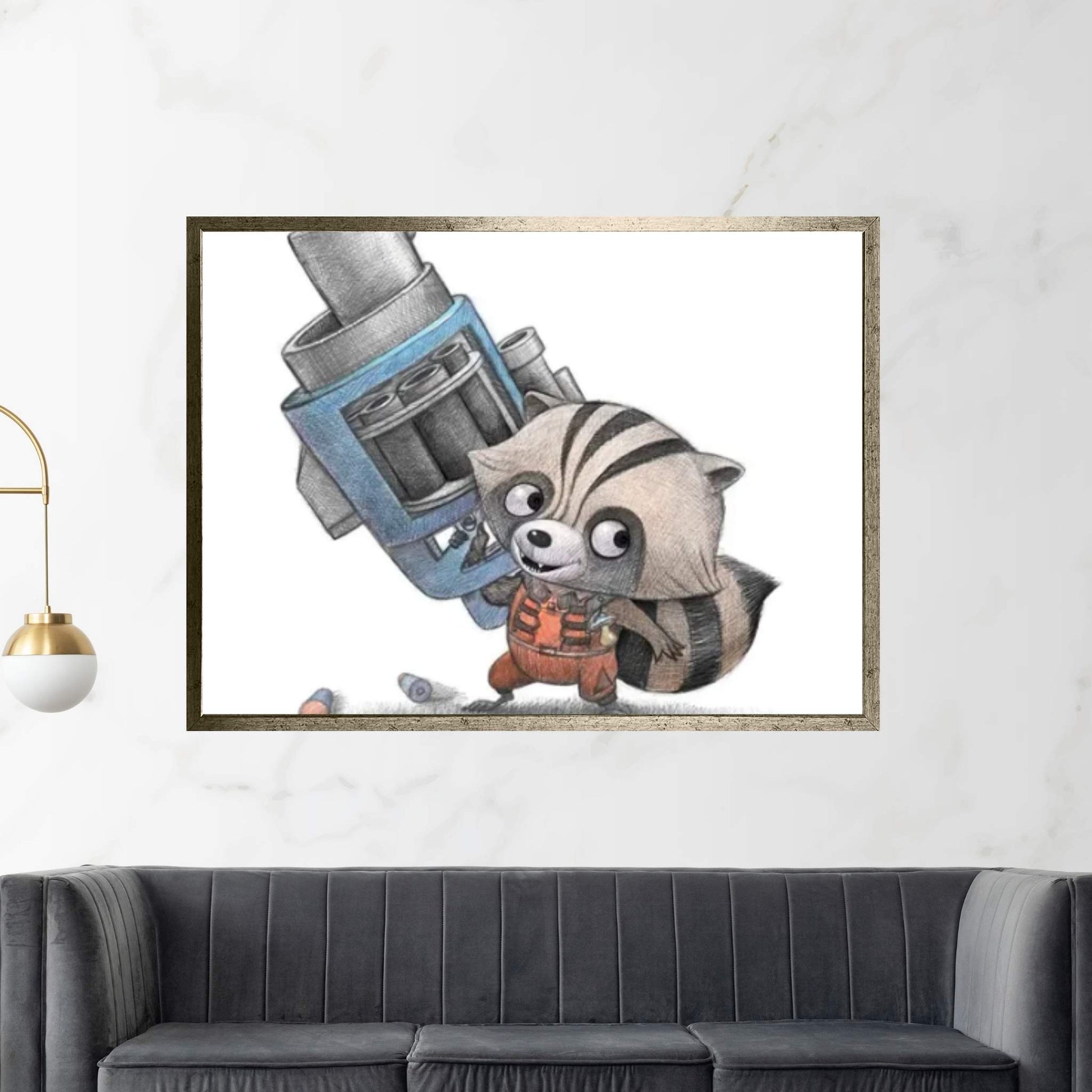 Baby Rocket Raccoon Canvas Wall Art - Y Canvas