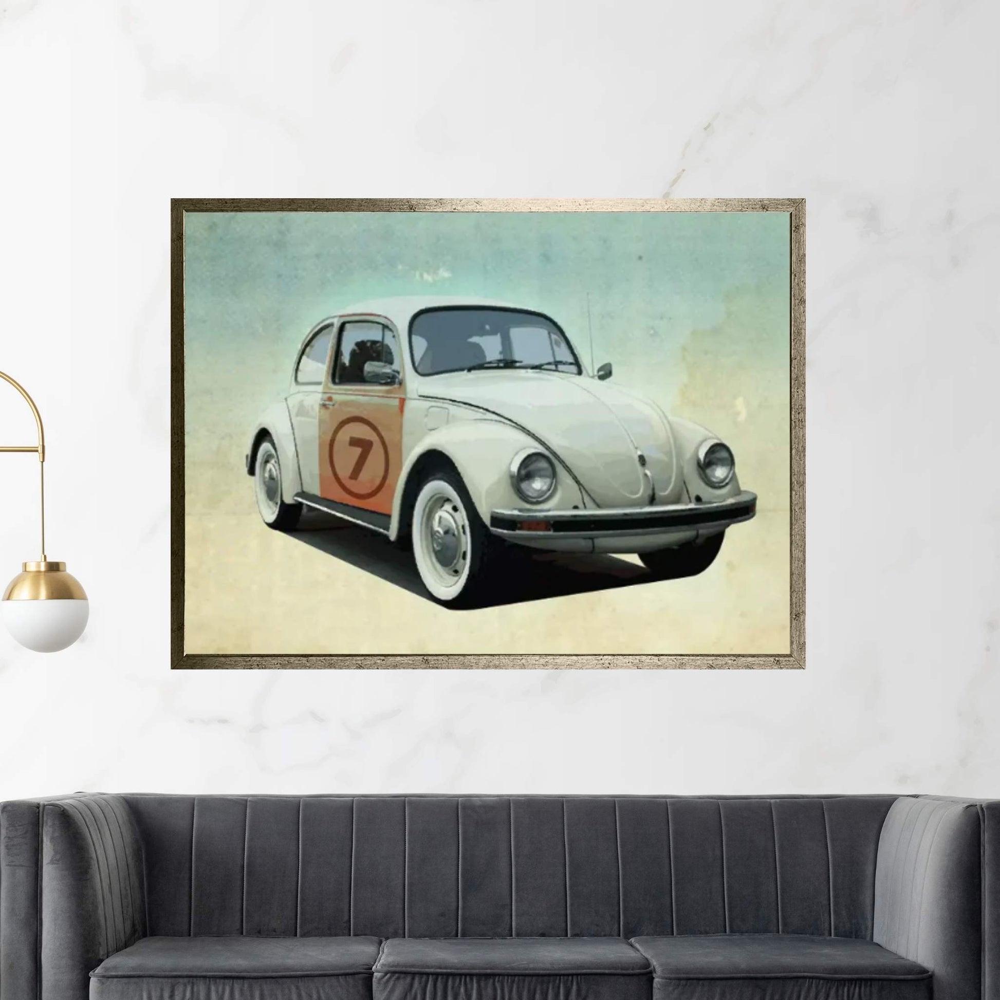 Number 7 VW Sedan Canvas Wall Art - Y Canvas