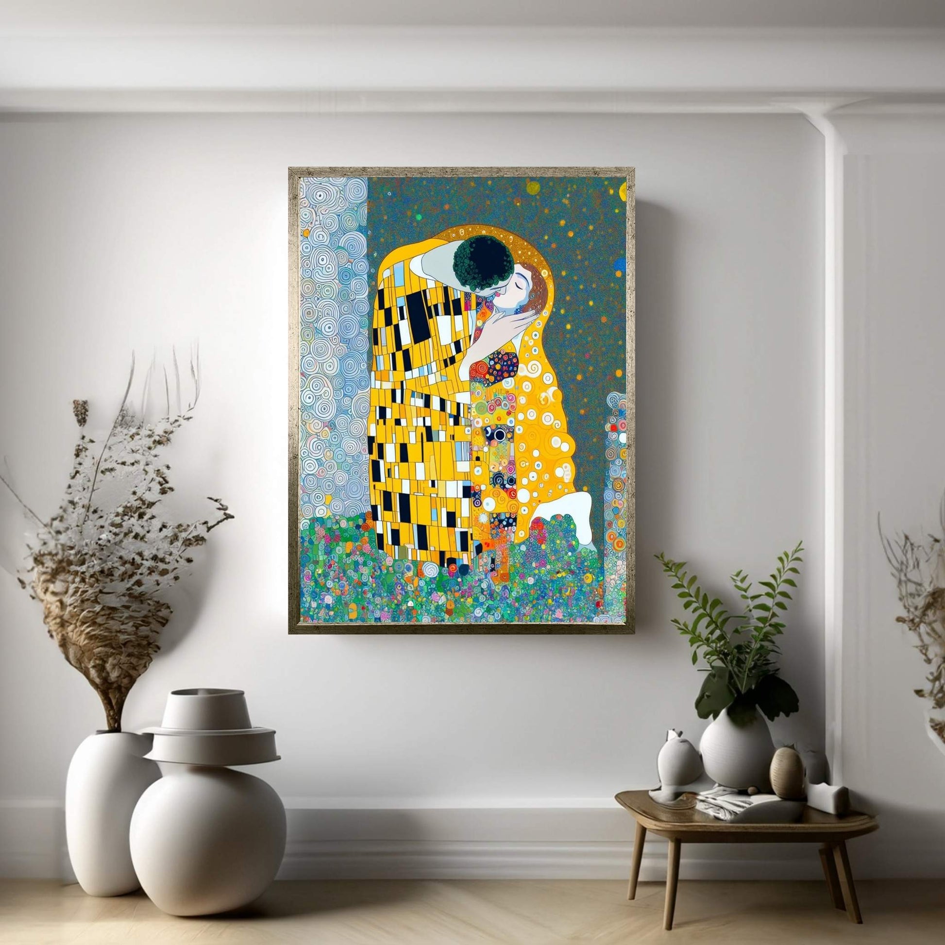 Gustav Klimt's The Kiss: Canvas Wall Art Reproduction Home Decor - Y Canvas