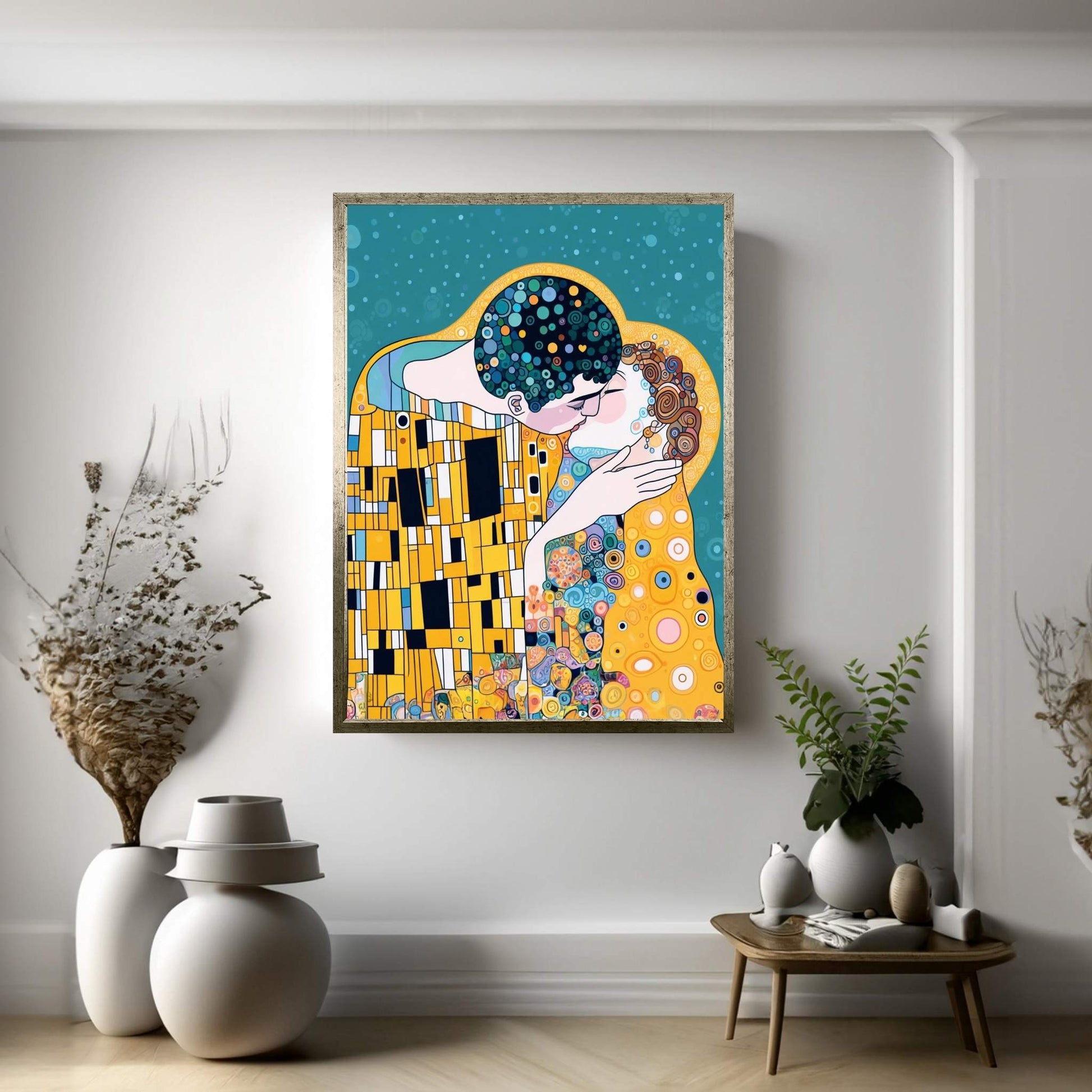 Gustav Klimt's The Kiss: Canvas Wall Art Reproduction Home Decor - Y Canvas