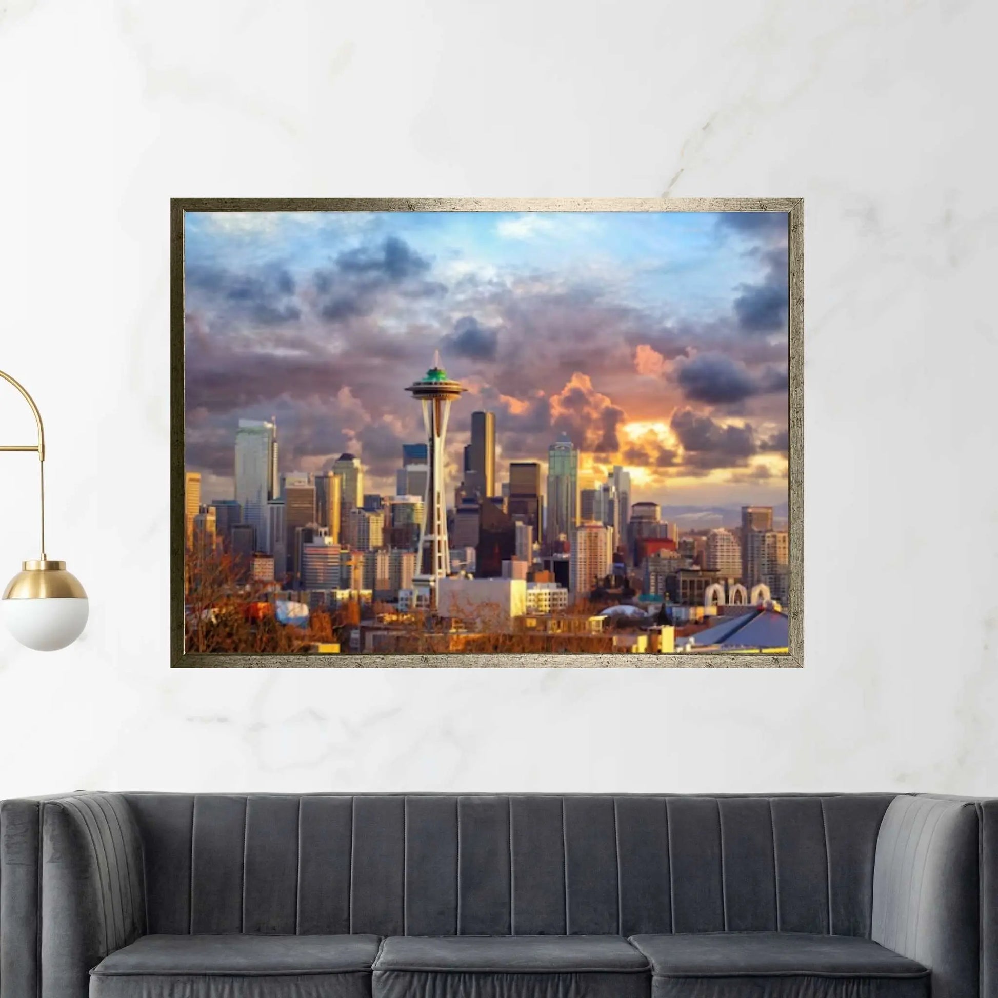 Skyline in Seattle Canvas Design Poster Canvas Wall Art - Y Canvas