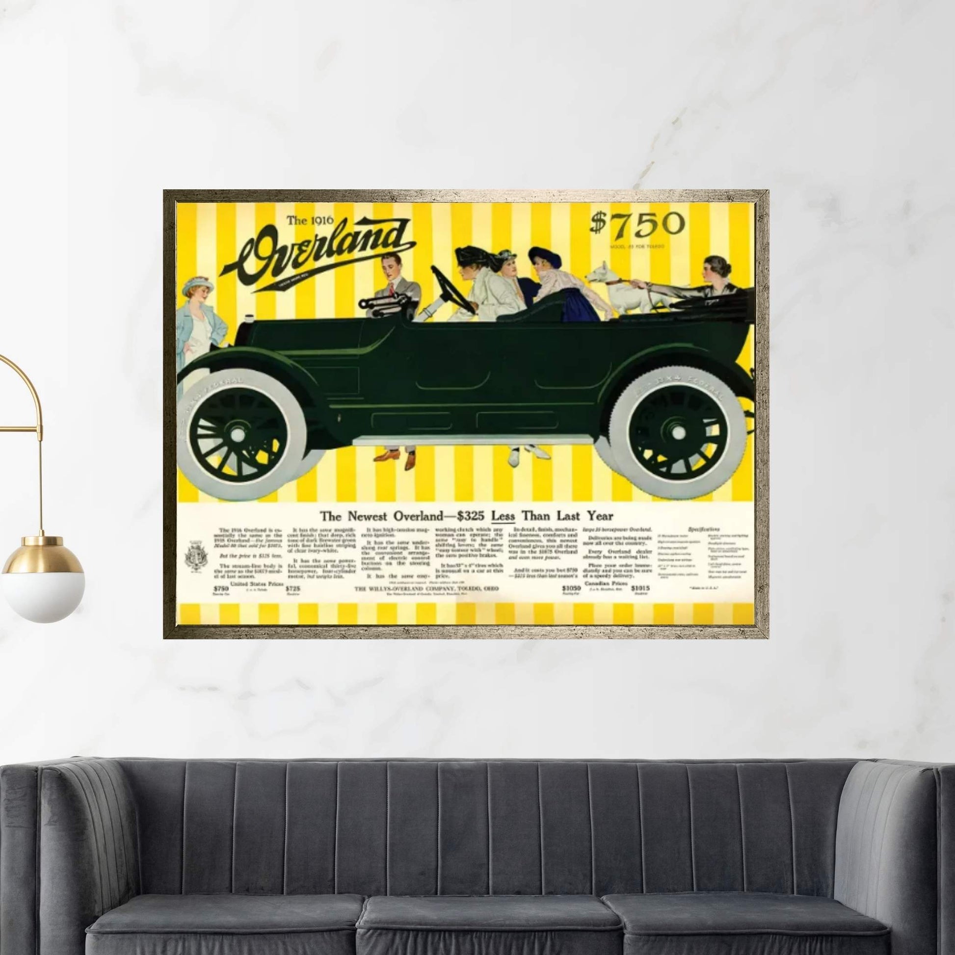 1916 Willys-Overland Magazine Advert Canvas Wall Art - Y Canvas