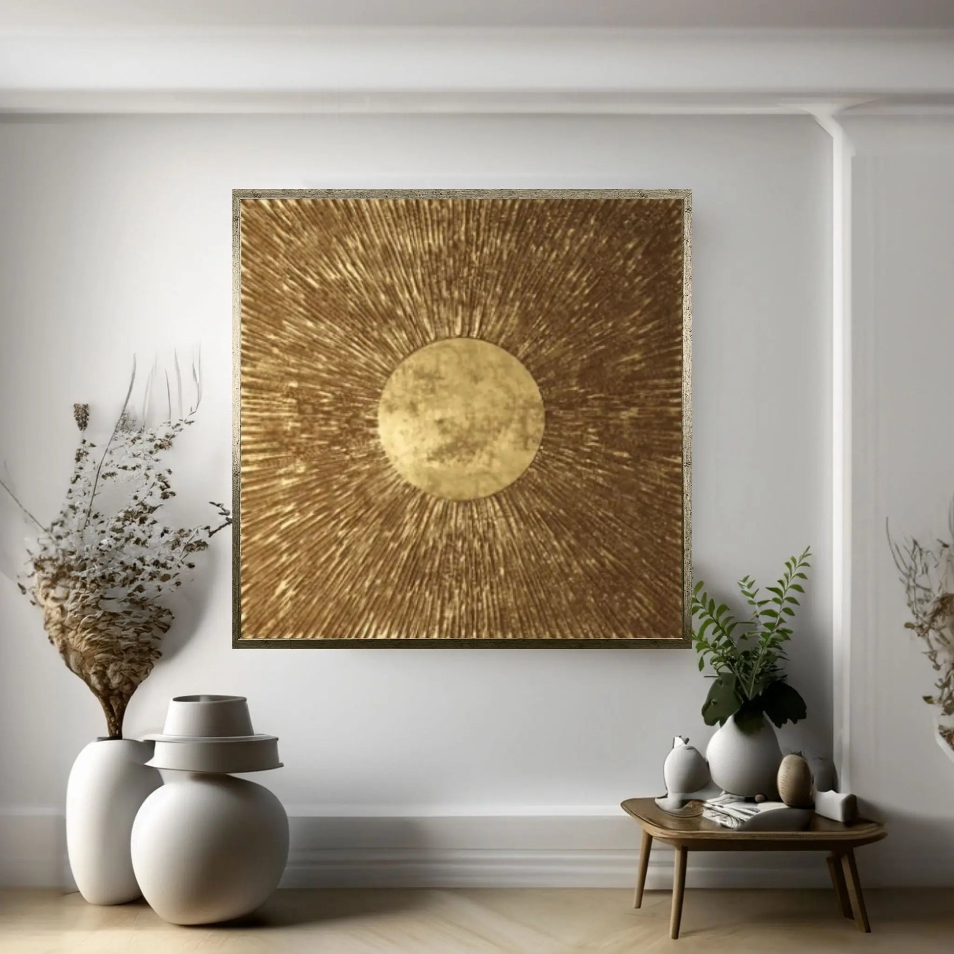 Gold and Brown Texture Canvas Wall Art Living Home Decor - Y Canvas