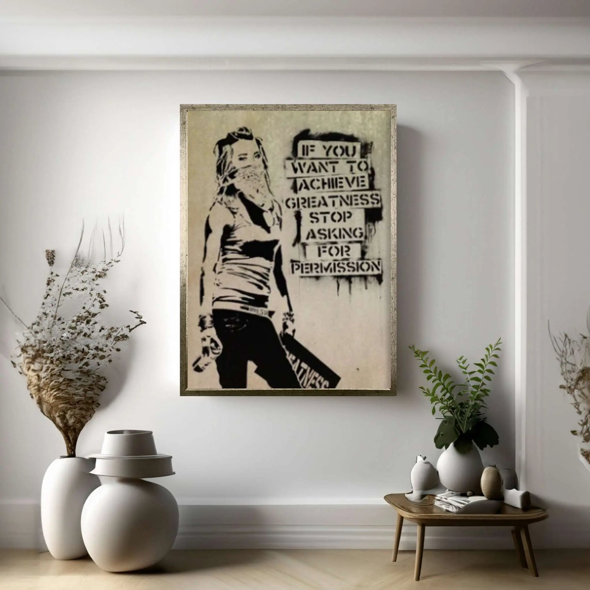 Banksy Canvas, Banksy Print, Banksy Art Print, Banksy If You Want To Achieve Greatness - Y Canvas