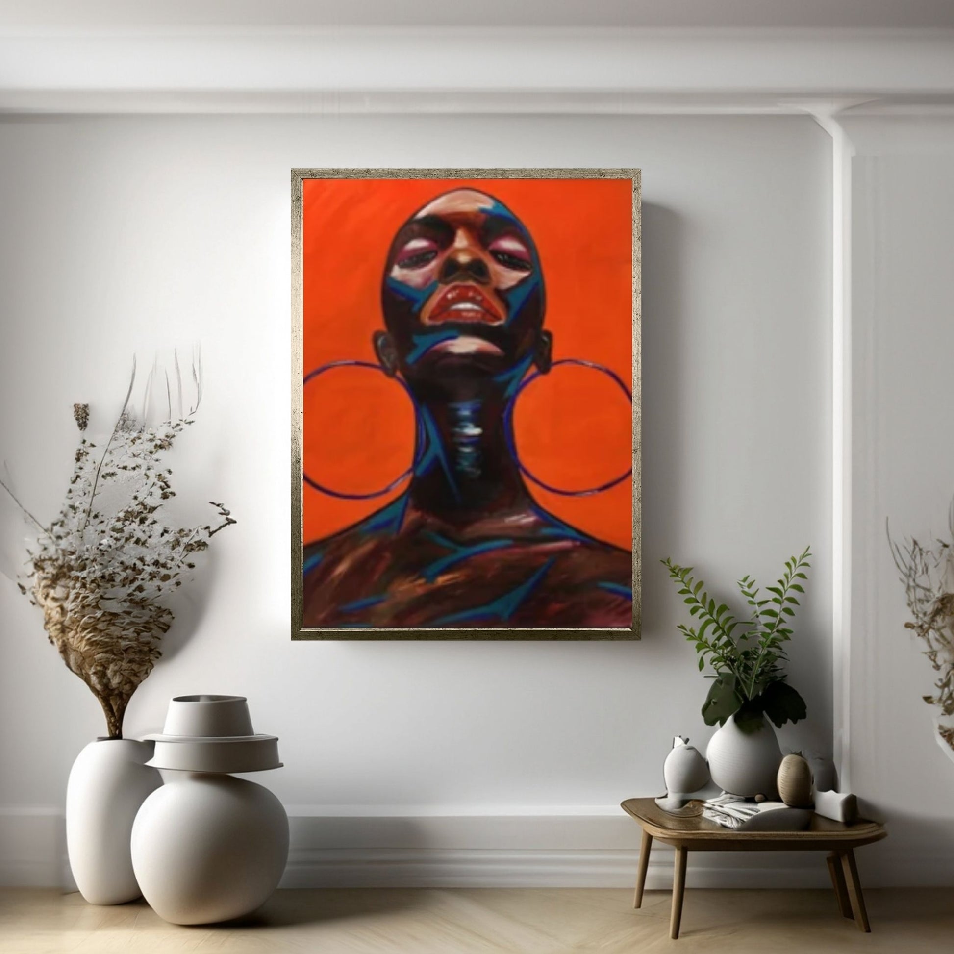 Black Woman Portrait, Afro Art, African Woman Makeup Wall Art - Y Canvas