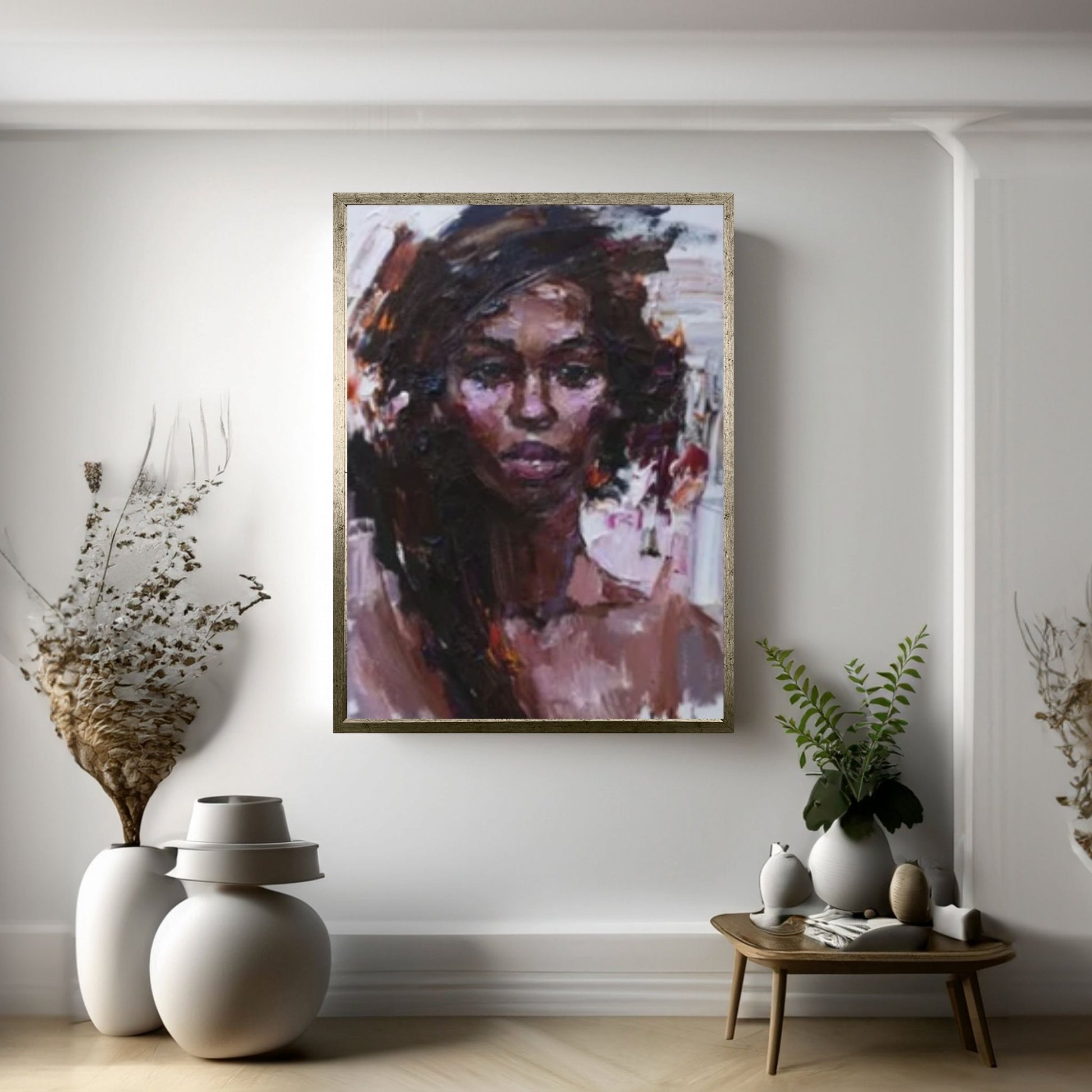 Black Woman Portrait, Afro Art, African Woman Makeup Wall Art - Y Canvas