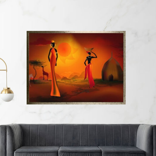 African Women Canvas Wall Art, African Afro Art Canvas, Black Woman Canvas, African Canvas - Y Canvas