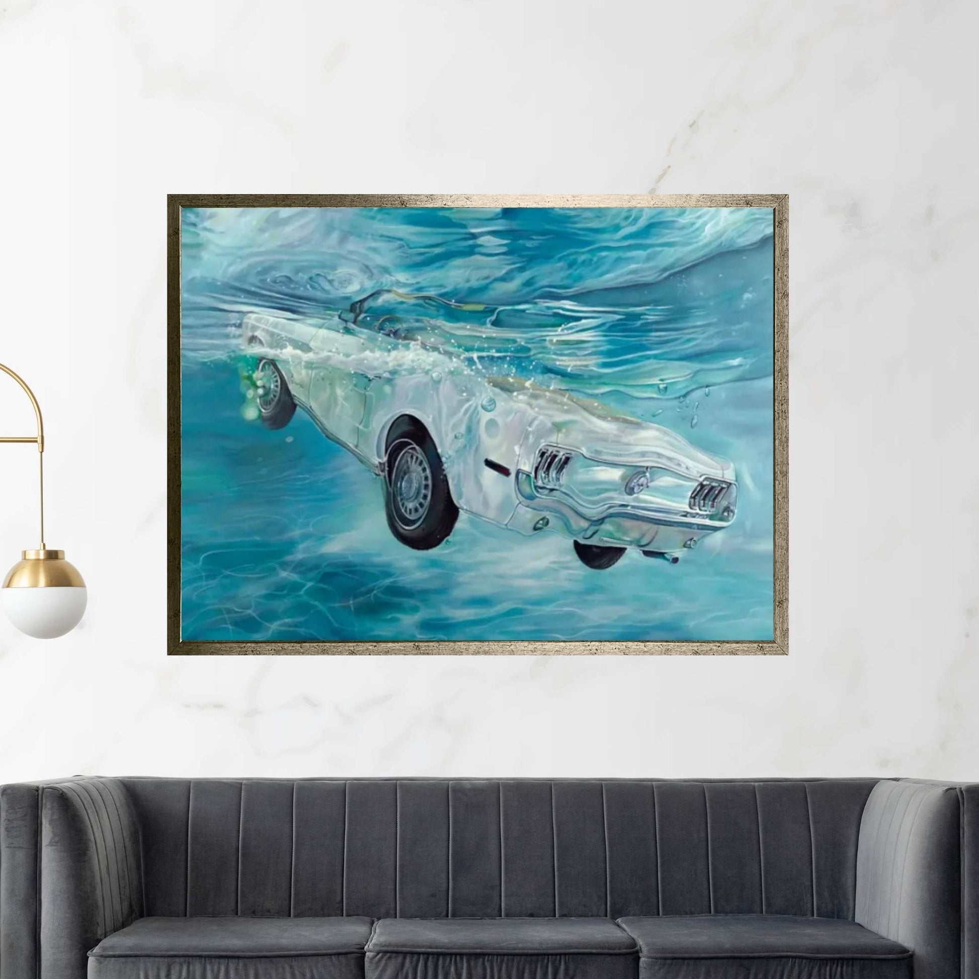 White Mustang Canvas Wall Art - Y Canvas