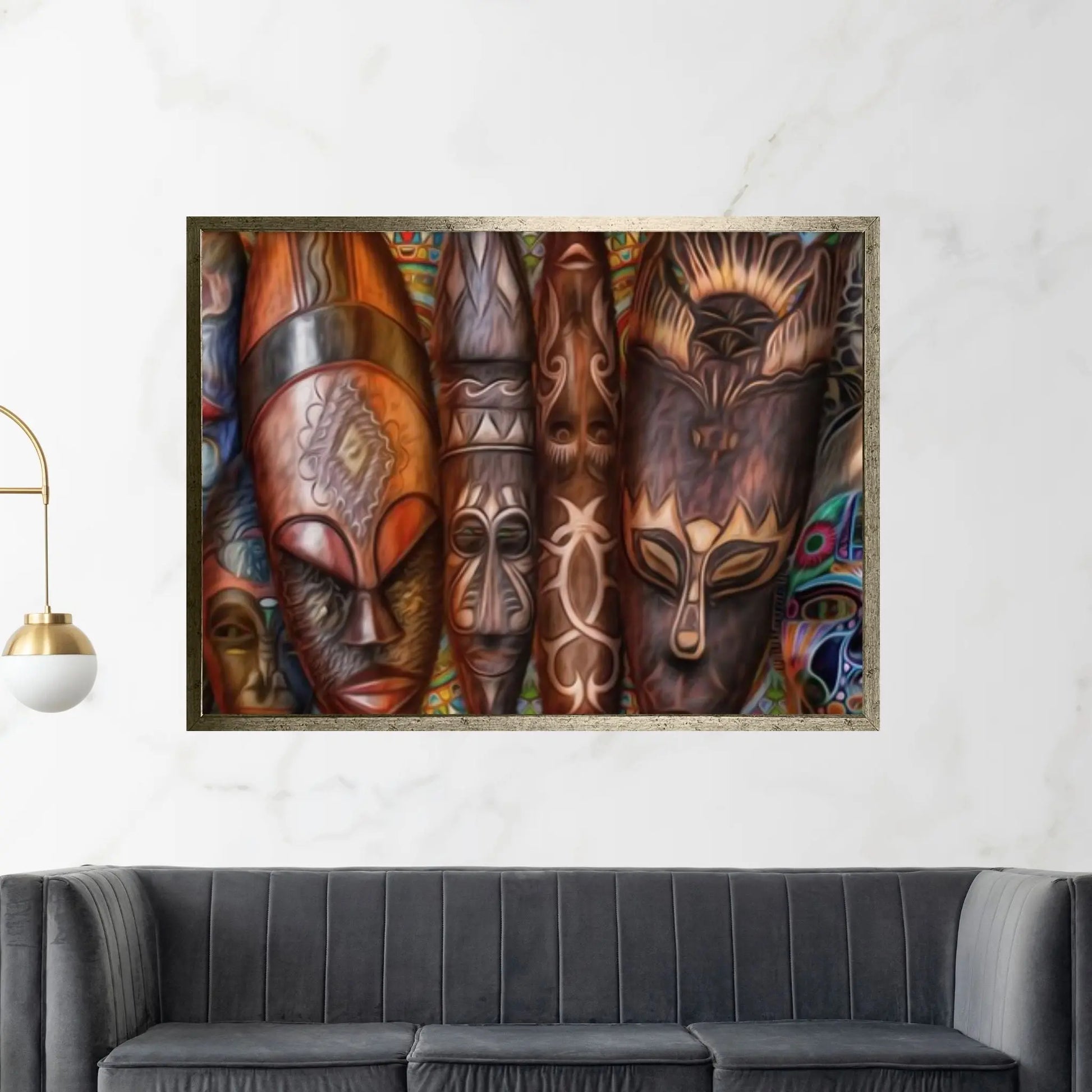 African Traditional Masks Canvas Wall Art Design Canvas Wall Art - Y Canvas