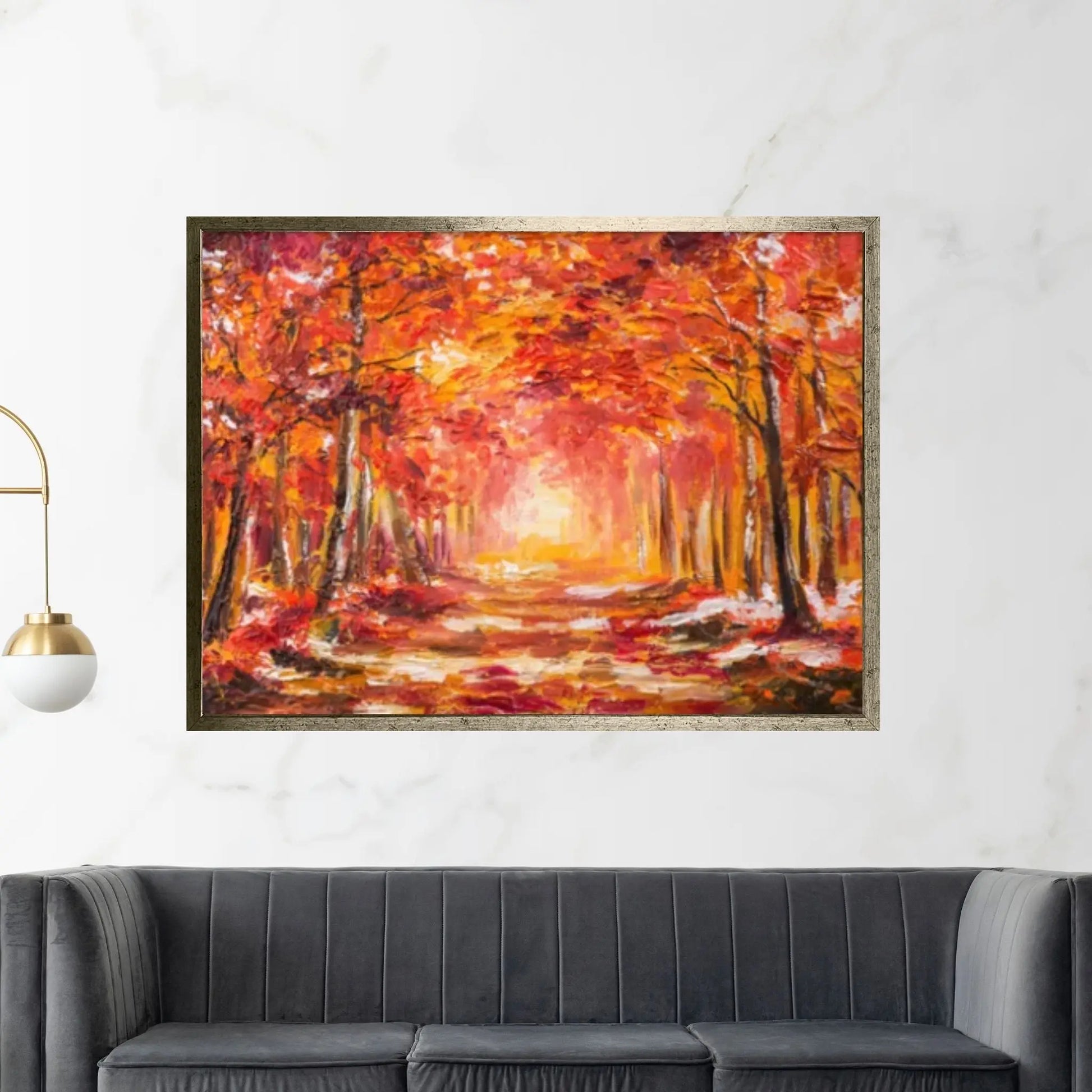 Oil painting landscape - colorful autumn forest Canvas Wall Art Design Landscape Canvas Wall Art - Y Canvas