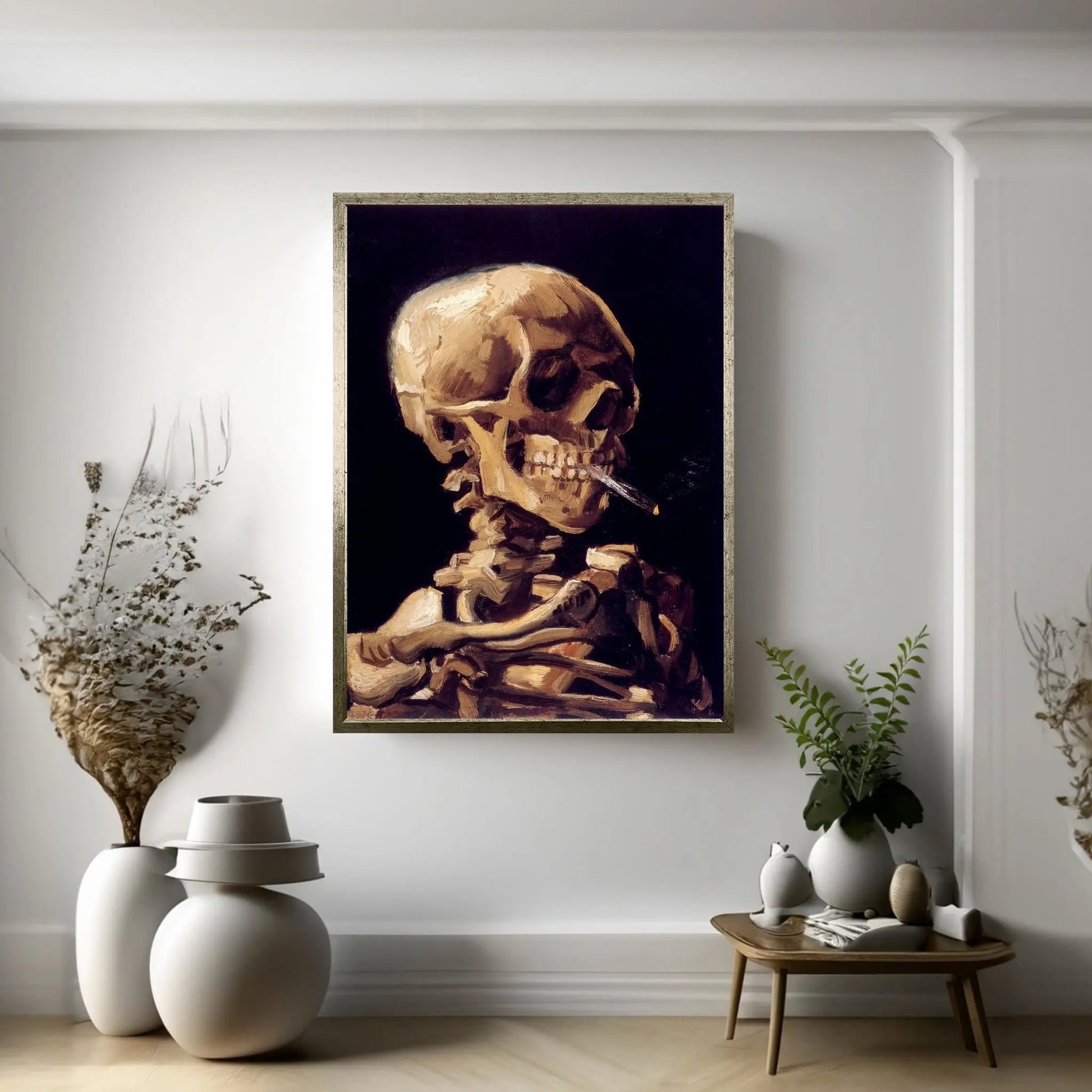 Head Of A Skeleton With Burning Cigarette, c. 1885-1886 Canvas Wall Art - Y Canvas