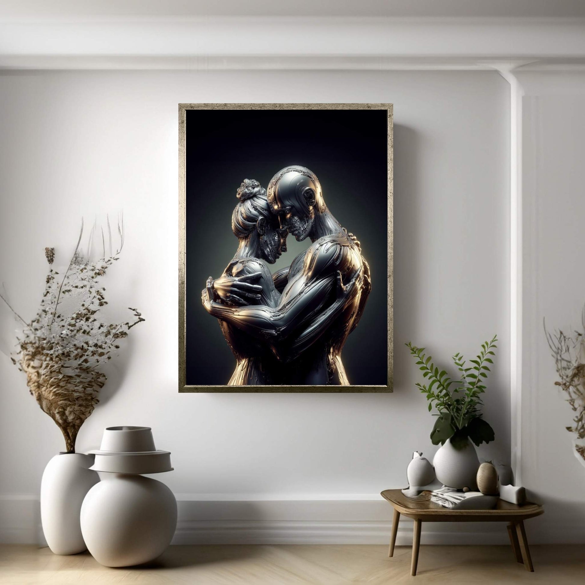 Metalic Love Couple Canvas Wall Art - Y Canvas