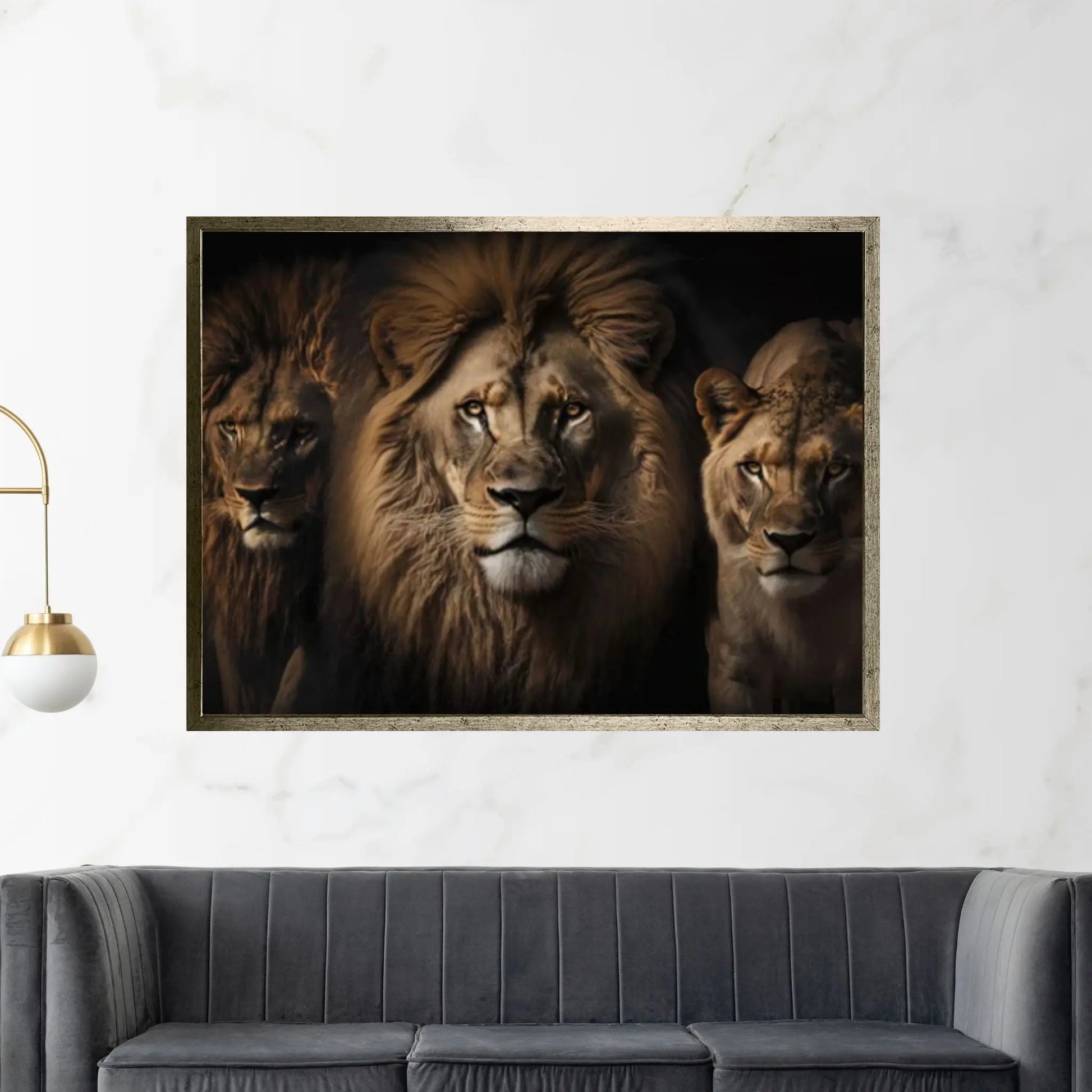 Lions and Father Canvas Wall Art Animal Wall Art - Y Canvas