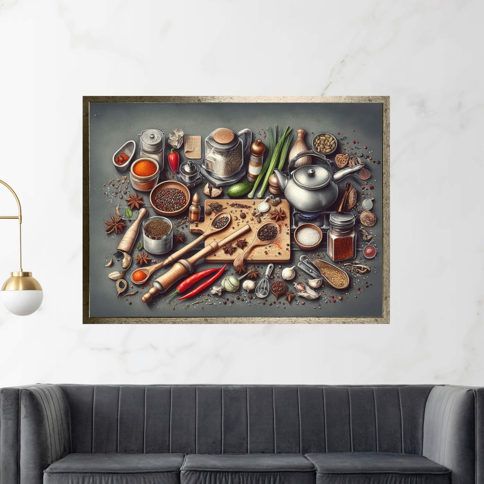 Spices Kitchen Wall Art, Food Artwork, Abstract Wall Decor, Indian Spices Canvas, Modern Wall Decor Home Decor - Y Canvas