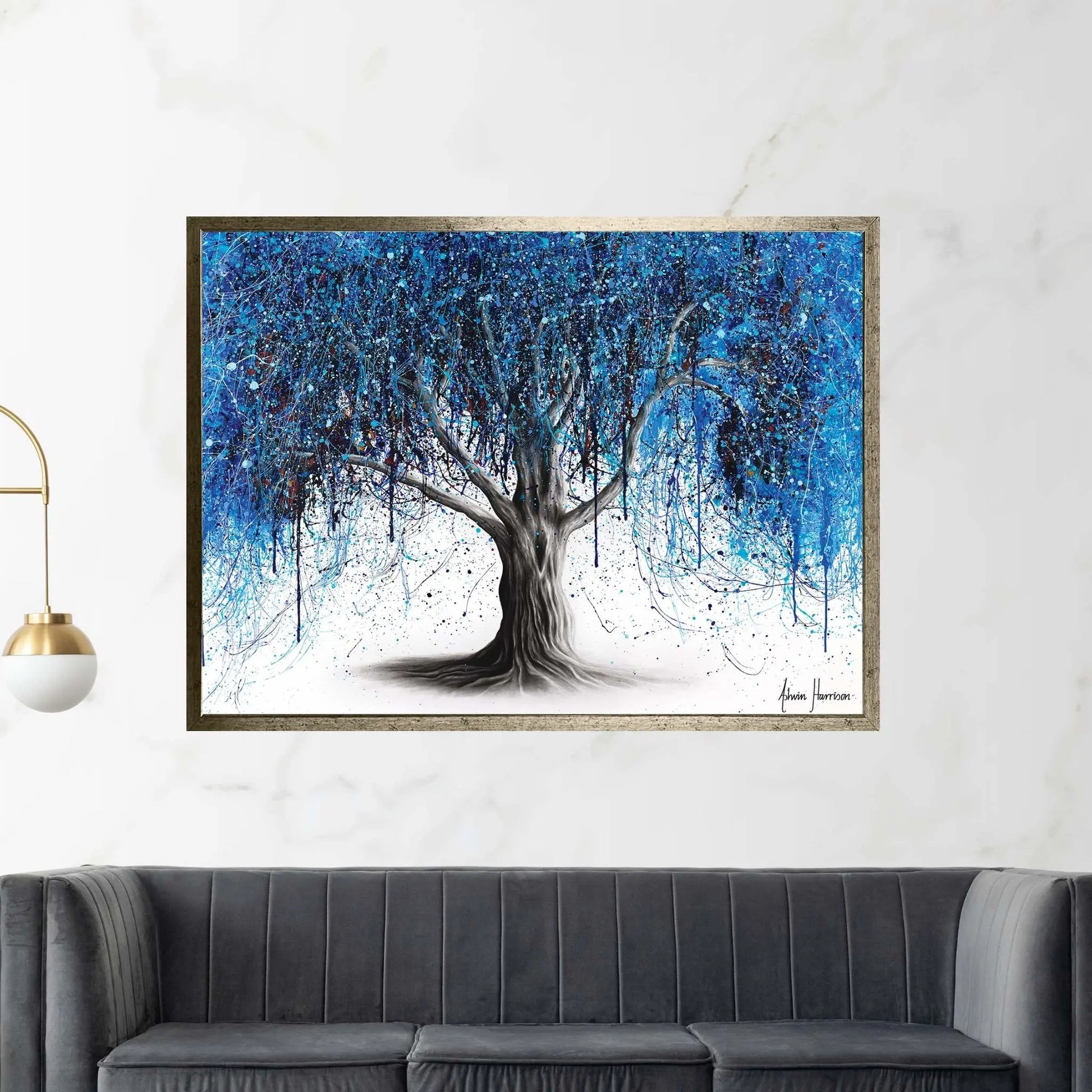 Blue Midnight Tree Canvas Wall Art - Y Canvas