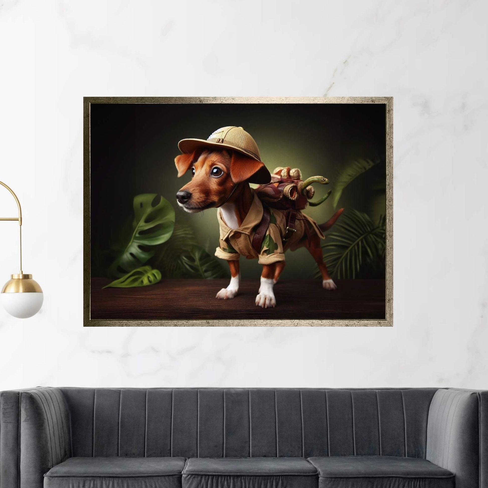 Adventurous Little Dog, Dog in the Forest Canvas Wall Art - Y Canvas